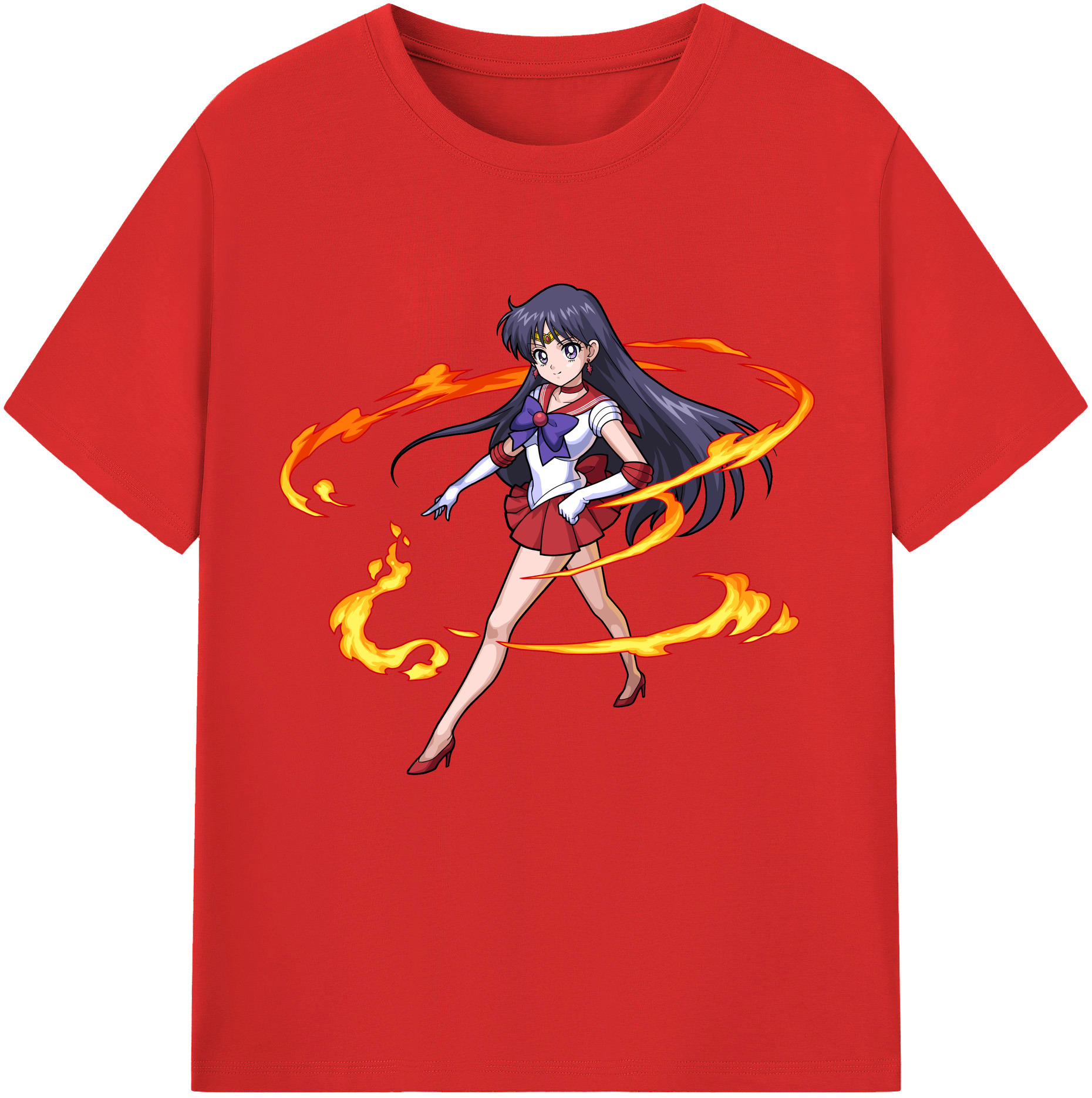 （画像用） 美少女戦士セーラームーン 火野レイ ひの レイ Sailor Moon Hino Rei （セーラーマーズ,Sailor Mars） レディースカジュアルプリントTシャツ（綿100％）