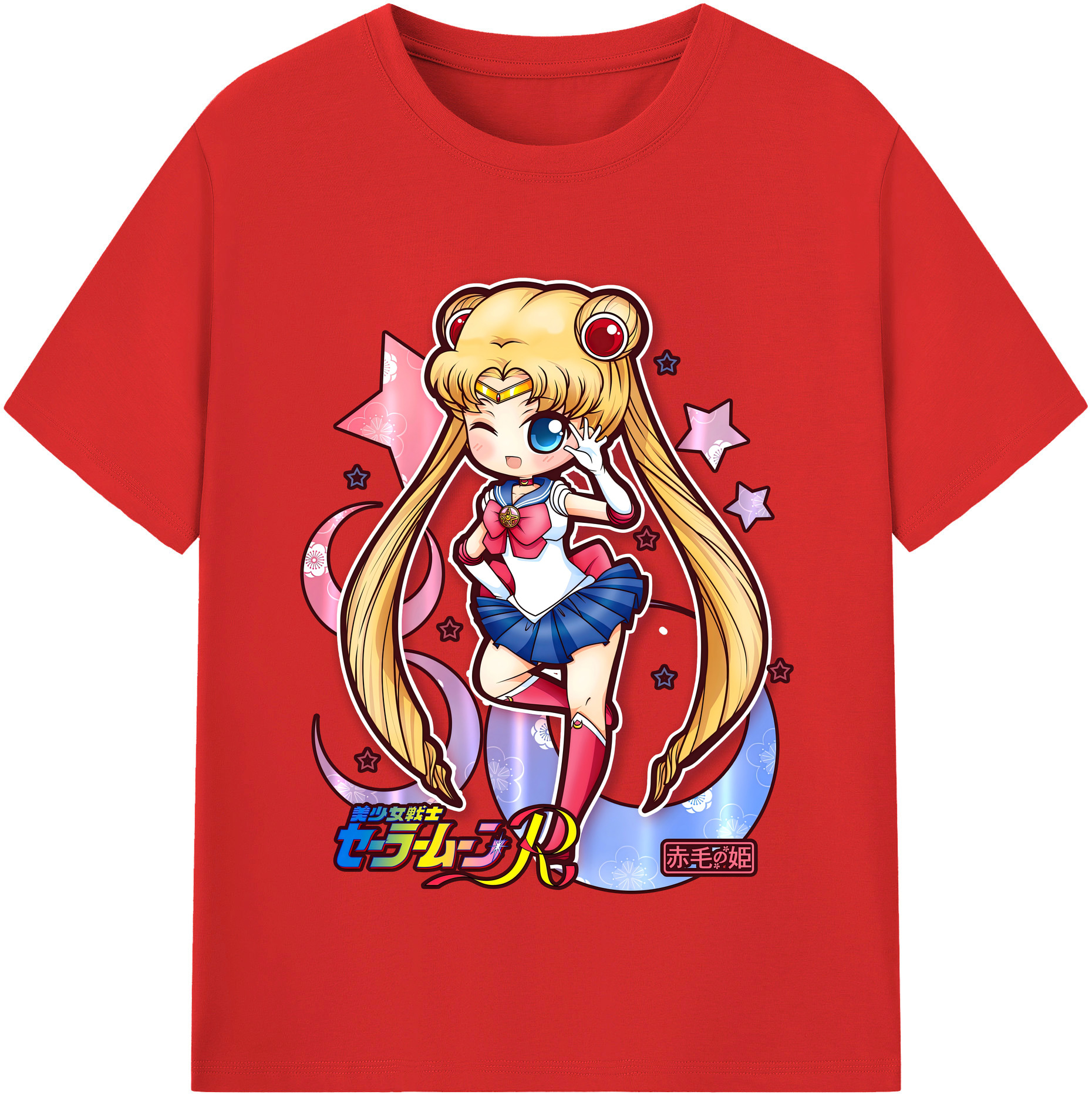 （画像用） 美少女戦士セーラームーン 月野 うさぎ つきの うさぎ Sailor Moon Tsukino Usagi レディースカジュアルプリントTシャツ（綿100％）