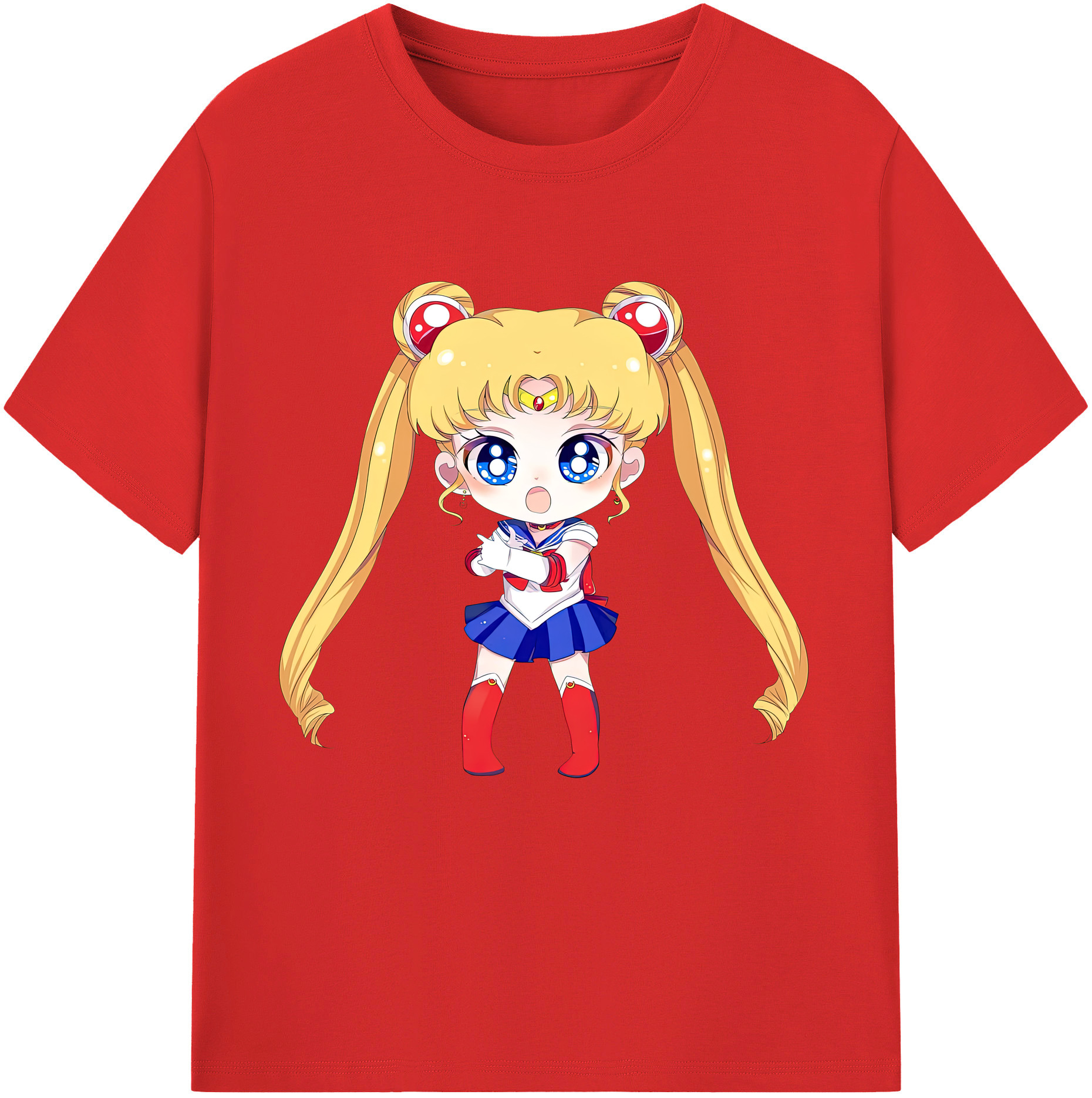 （画像用） 美少女戦士セーラームーン 月野 うさぎ つきの うさぎ Sailor Moon Tsukino Usagi レディースカジュアルプリントTシャツ（綿100％）