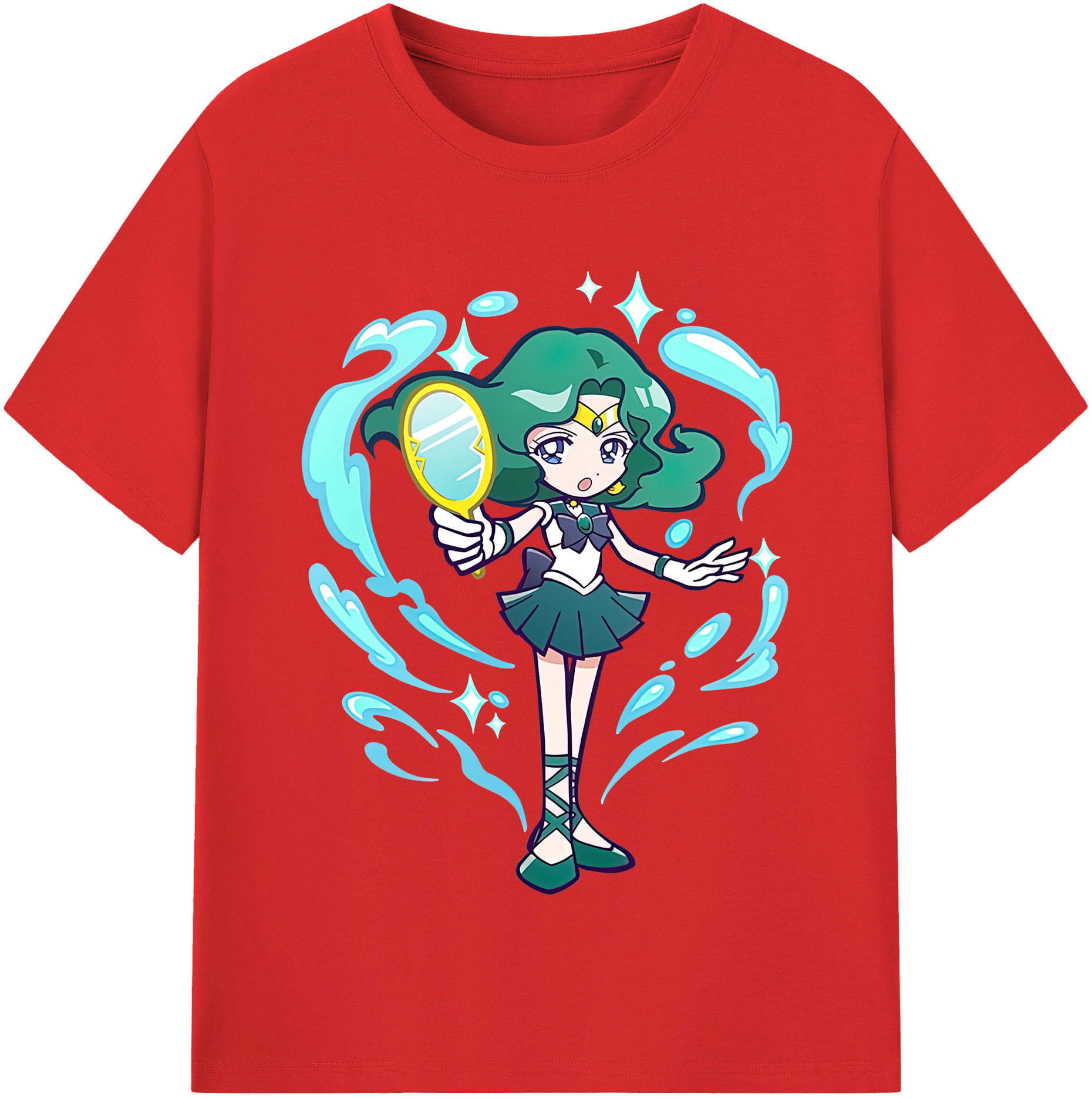 （画像用） 美少女戦士セーラームーン 海王 みちる（かいおう みちる） Sailor Moon Kaiou Michiru レディースカジュアルプリントTシャツ（綿100％）