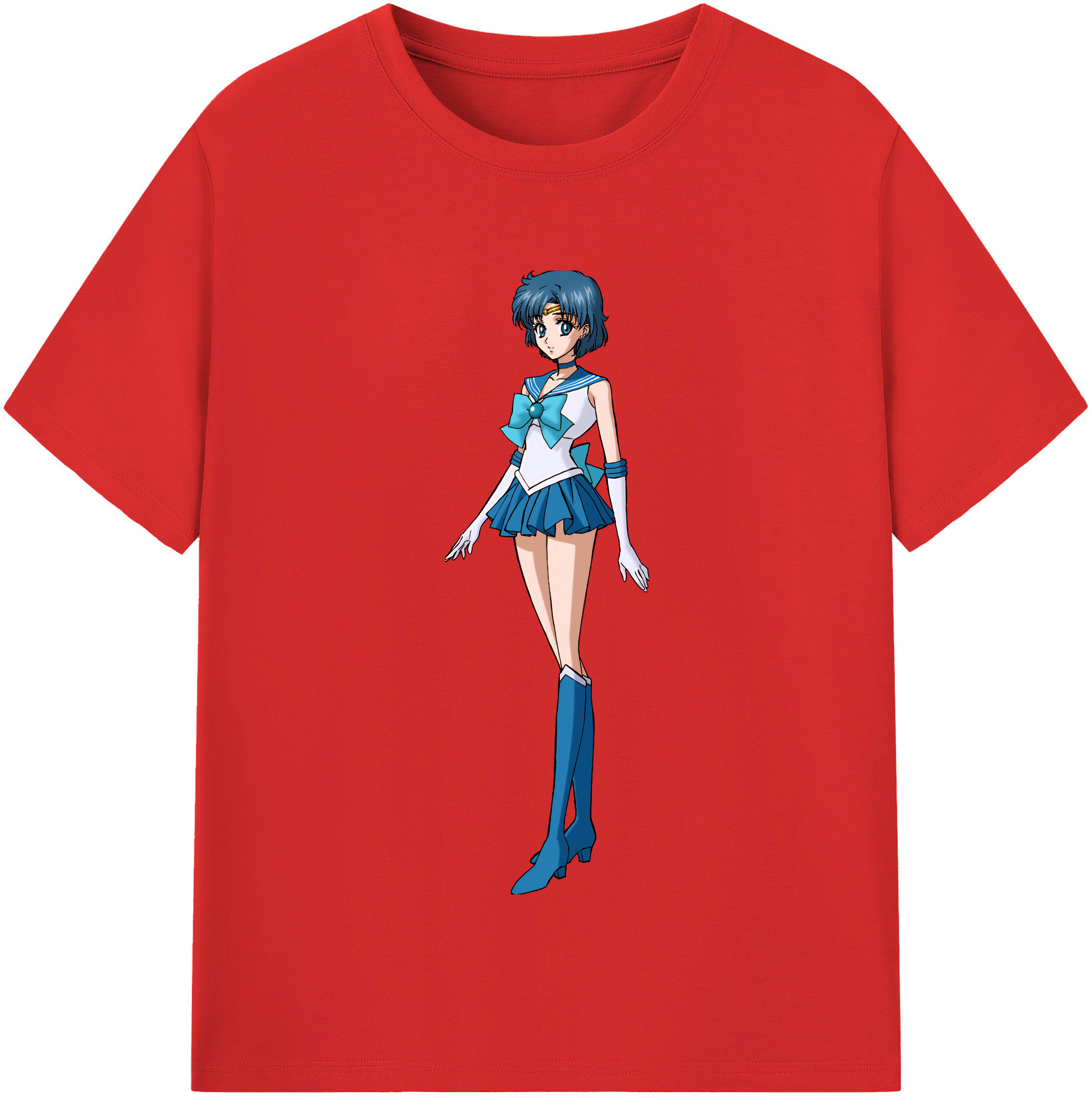 （画像用） 美少女戦士セーラームーン 水野 亜美 みずの あみ Sailor Moon Mizuno Ami レディースカジュアルプリントTシャツ（綿100％）