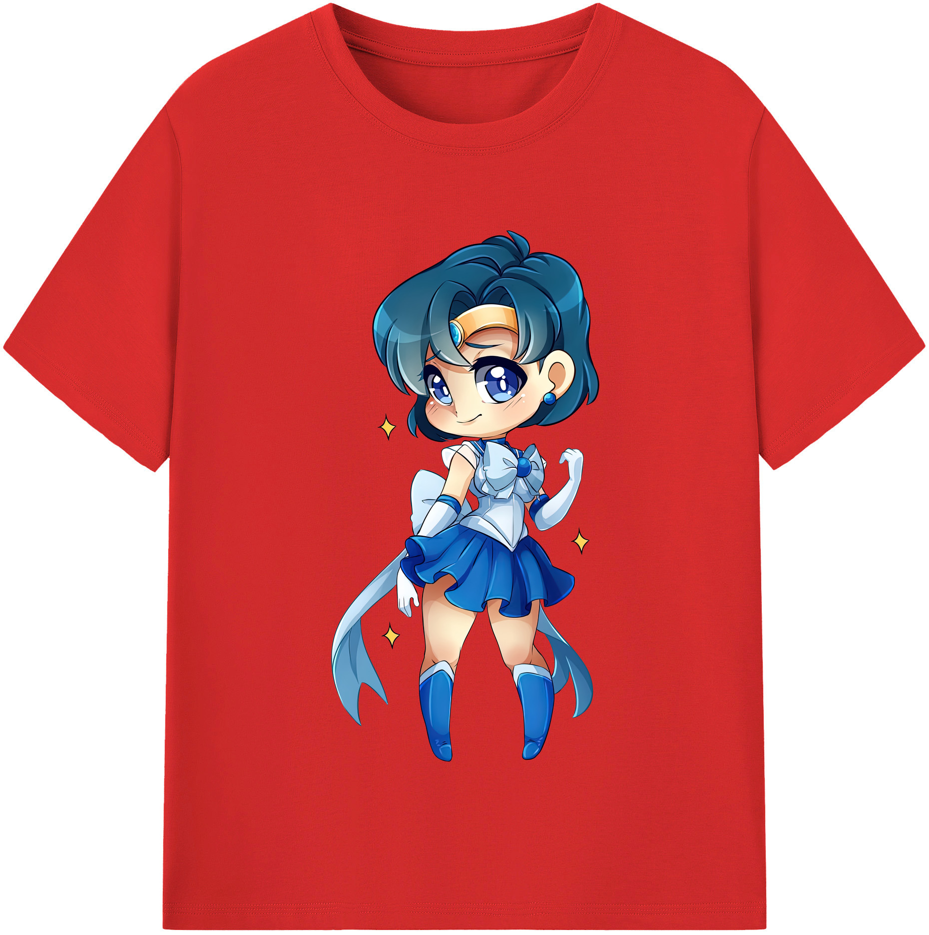 （画像用） 美少女戦士セーラームーン 水野 亜美 みずの あみ Sailor Moon Mizuno Ami レディースカジュアルプリントTシャツ（綿100％）