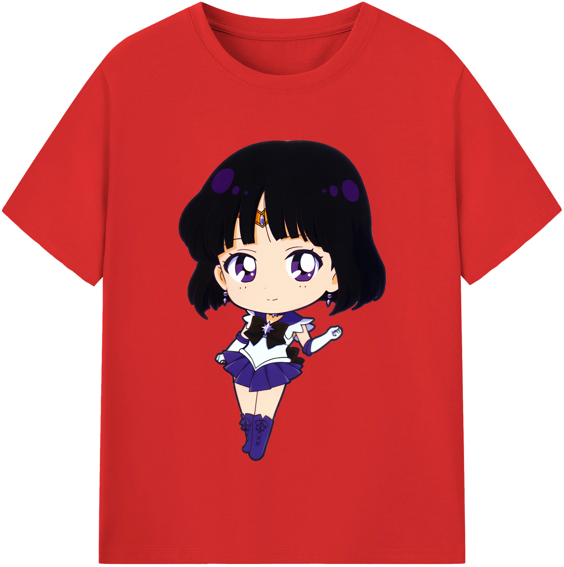 （画像用） 美少女戦士セーラームーン 土萠ほたる Sailor Moon Tomoe Hotaru （セーラーサターン；Sailor Saturn） レディースカジュアルプリントTシャツ（綿100％）
