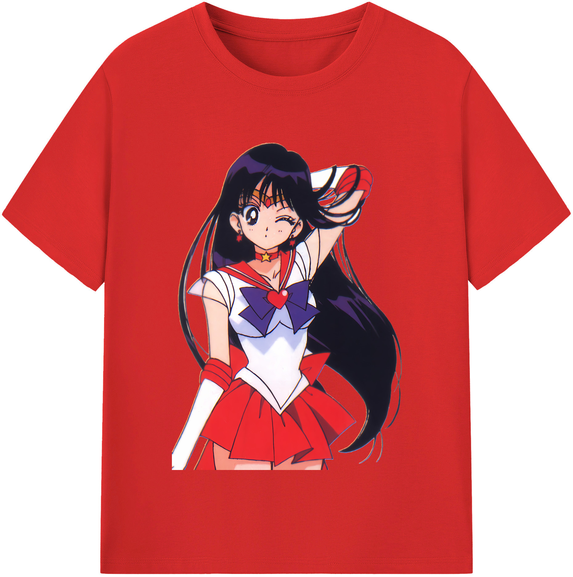（画像用） 美少女戦士セーラームーン 火野レイ ひの レイ Sailor Moon Hino Rei （セーラーマーズ,Sailor Mars） レディースカジュアルプリントTシャツ（綿100％）