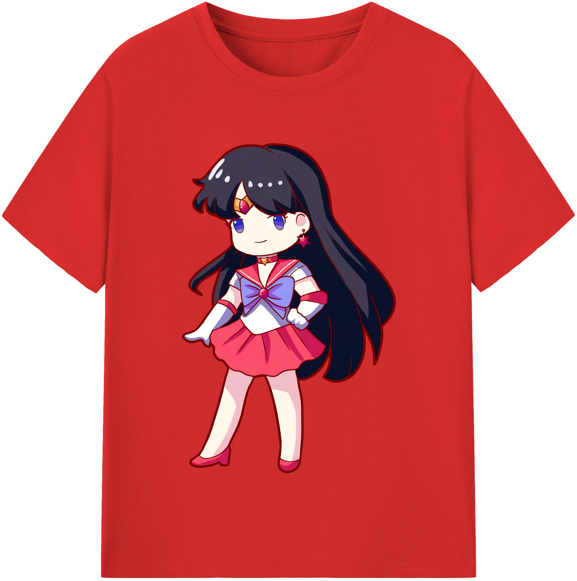 （画像用） 美少女戦士セーラームーン 火野レイ ひの レイ Sailor Moon Hino Rei （セーラーマーズ,Sailor Mars） レディースカジュアルプリントTシャツ（綿100％）