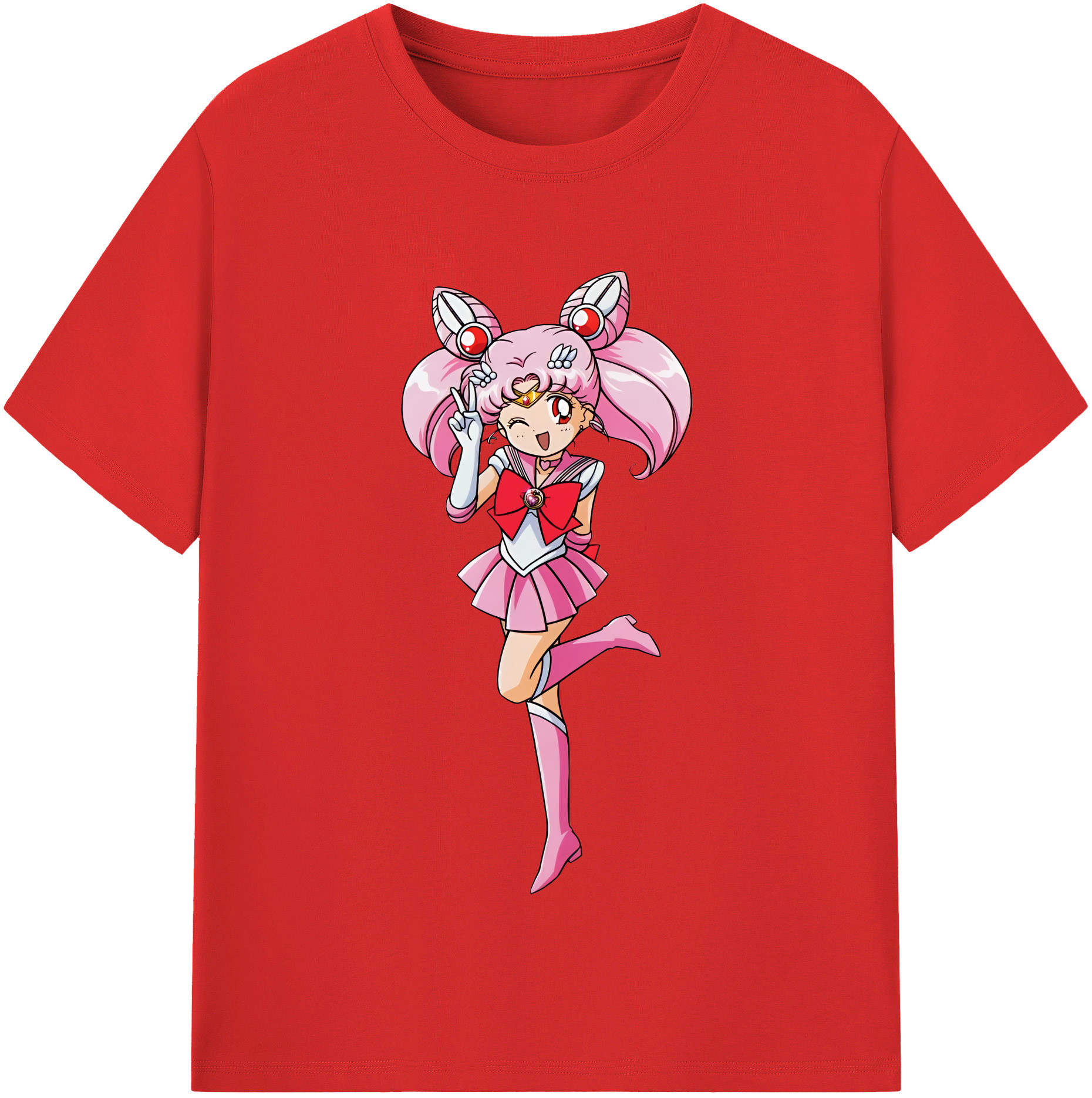 （画像用） 美少女戦士セーラームーン ちびうさ Sailor Moon Chibiusa Tsukino Usagi Small Lady Serenity レディースカジュアルプリントTシャツ（綿100％）
