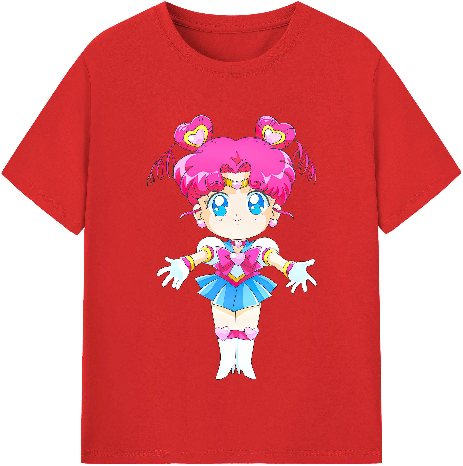 （画像用） 美少女戦士セーラームーン ちびうさ Sailor Moon Chibiusa Tsukino Usagi Small Lady Serenity レディースカジュアルプリントTシャツ（綿100％）