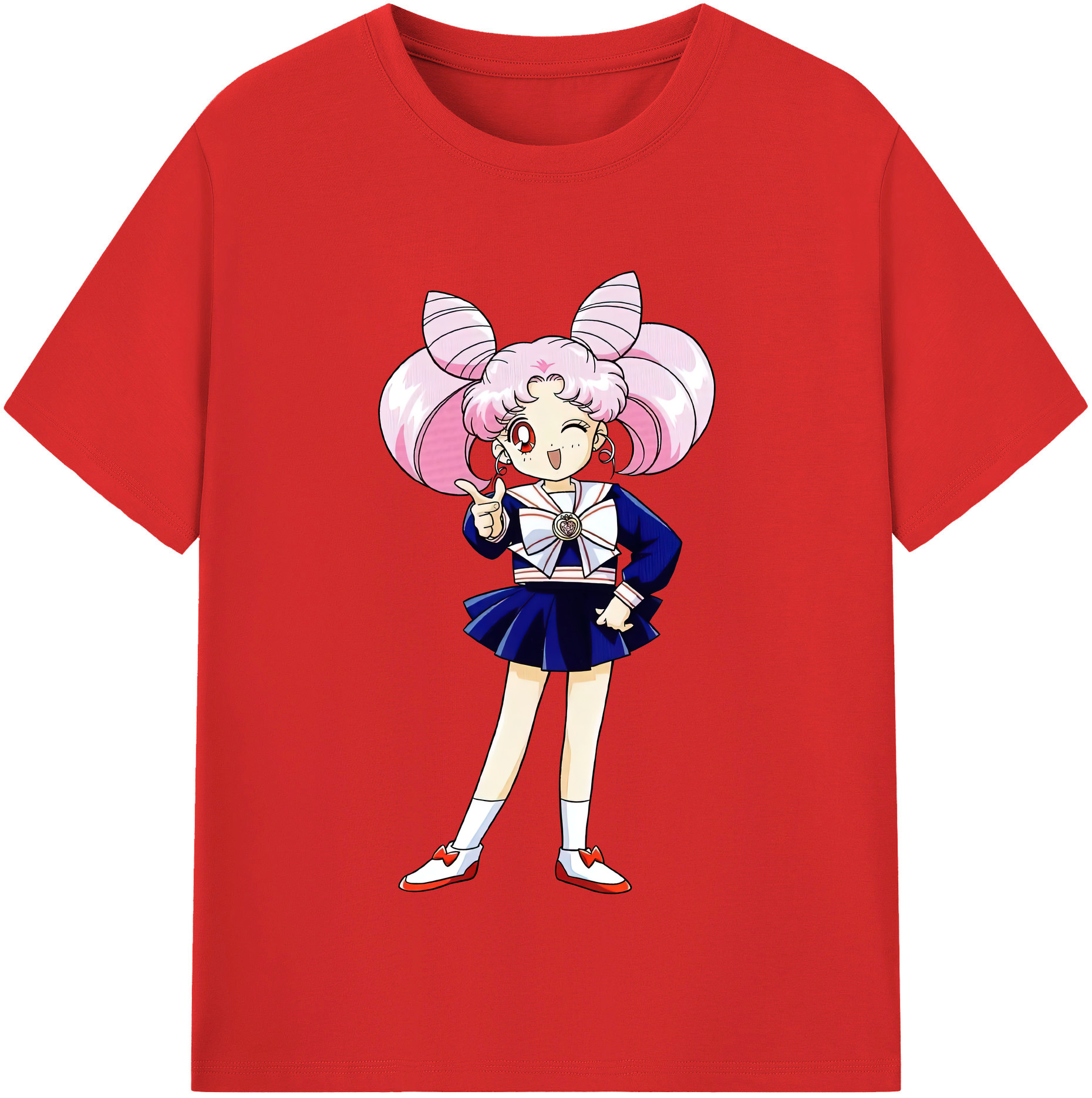 （画像用） 美少女戦士セーラームーン ちびうさ Sailor Moon Chibiusa Tsukino Usagi Small Lady Serenity レディースカジュアルプリントTシャツ（綿100％）