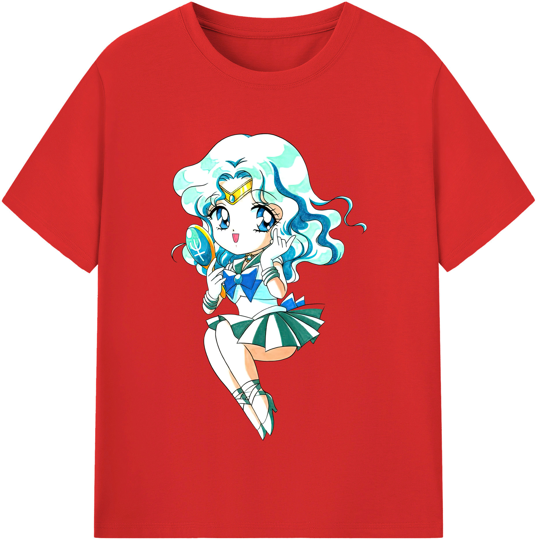 （画像用） 美少女戦士セーラームーン 海王 みちる（かいおう みちる） Sailor Moon Kaiou Michiru レディースカジュアルプリントTシャツ（綿100％）