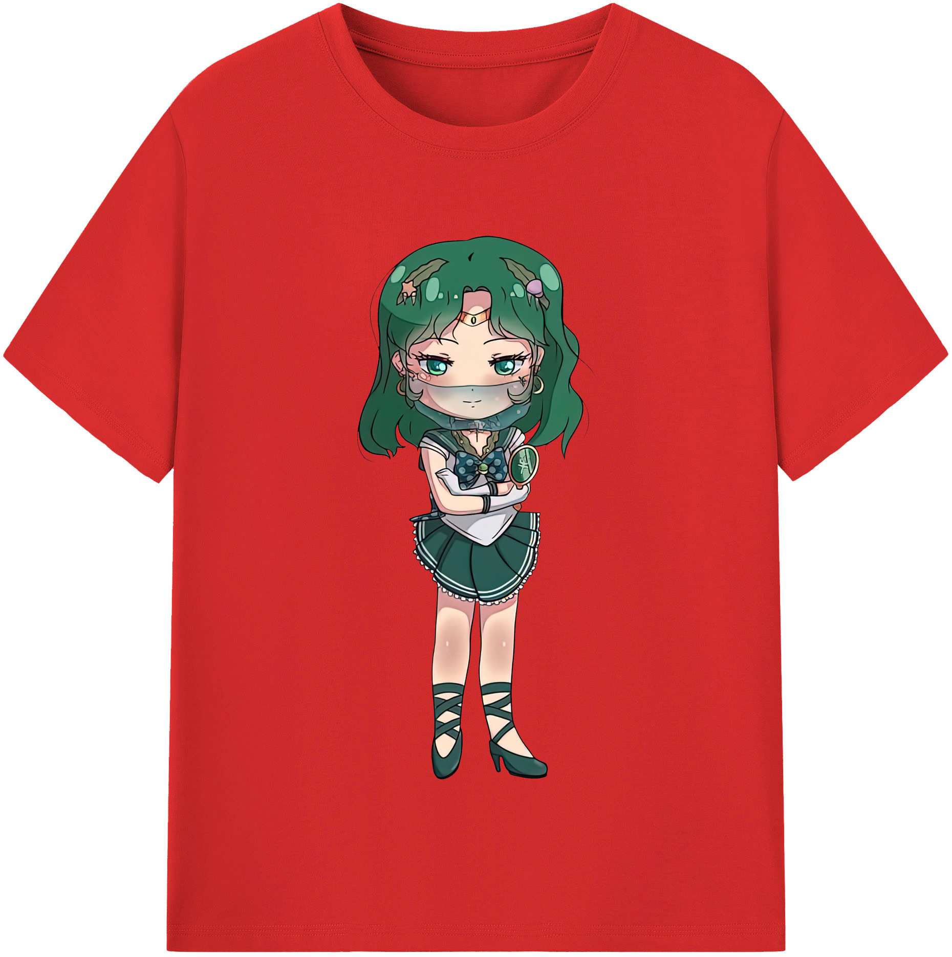 （画像用） 美少女戦士セーラームーン 海王 みちる（かいおう みちる） Sailor Moon Kaiou Michiru レディースカジュアルプリントTシャツ（綿100％）