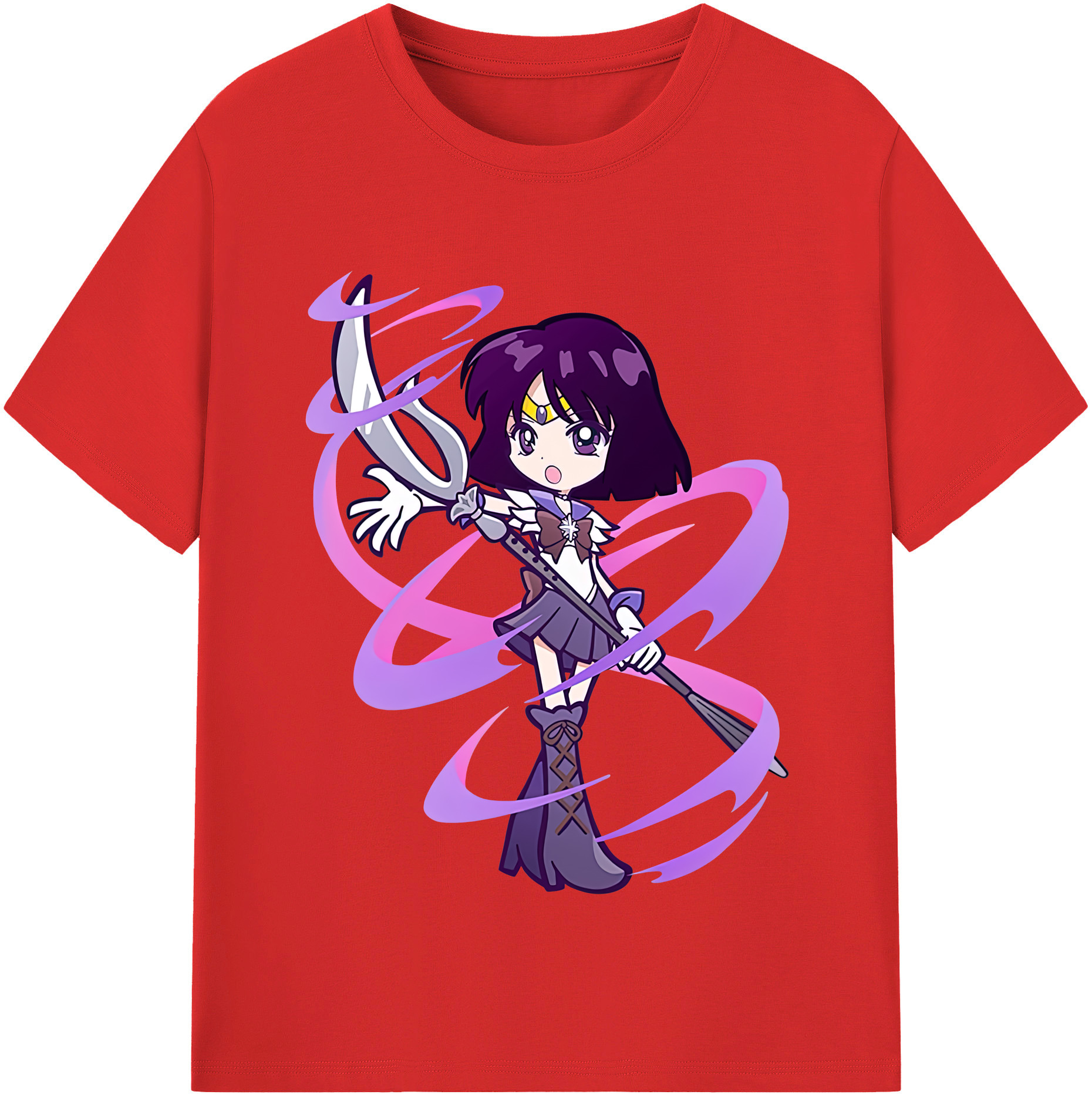 （画像用） 美少女戦士セーラームーン 土萠ほたる Sailor Moon Tomoe Hotaru （セーラーサターン；Sailor Saturn） レディースカジュアルプリントTシャツ（綿100％）