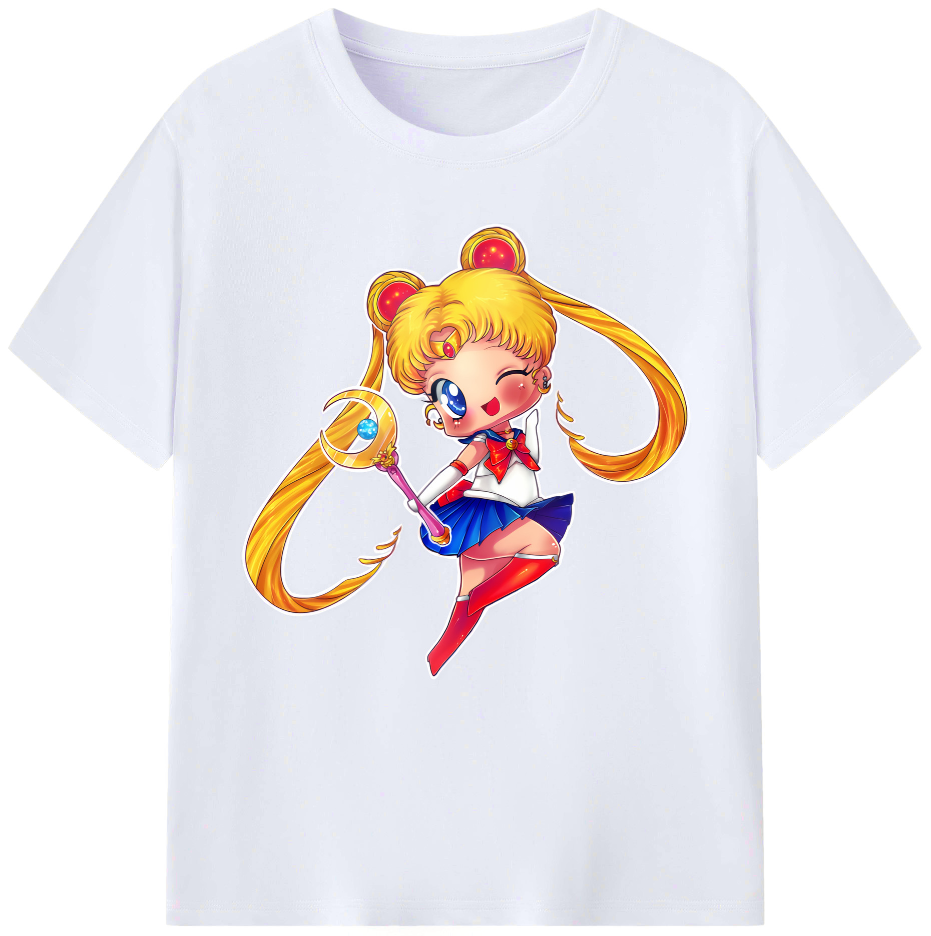 （画像用） 美少女戦士セーラームーン 月野 うさぎ つきの うさぎ Sailor Moon Tsukino Usagi レディースカジュアルプリントTシャツ（綿100％）