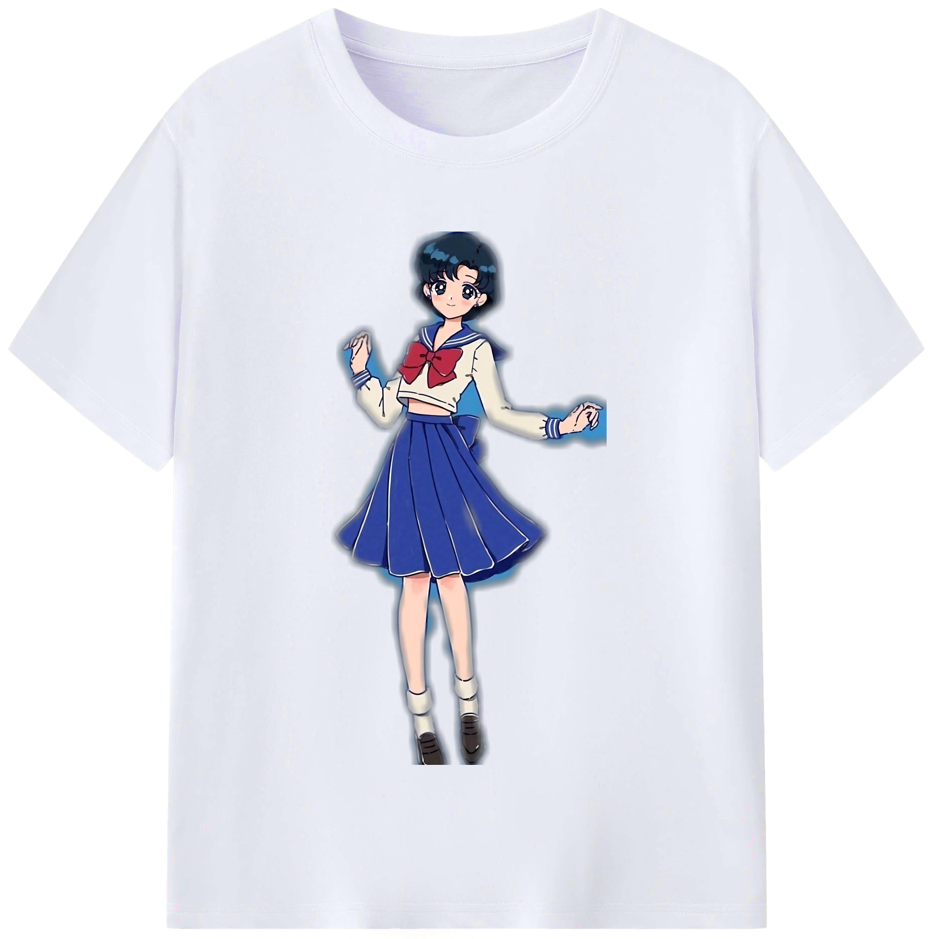 （画像用） 美少女戦士セーラームーン 水野 亜美 みずの あみ Sailor Moon Mizuno Ami レディースカジュアルプリントTシャツ（綿100％）