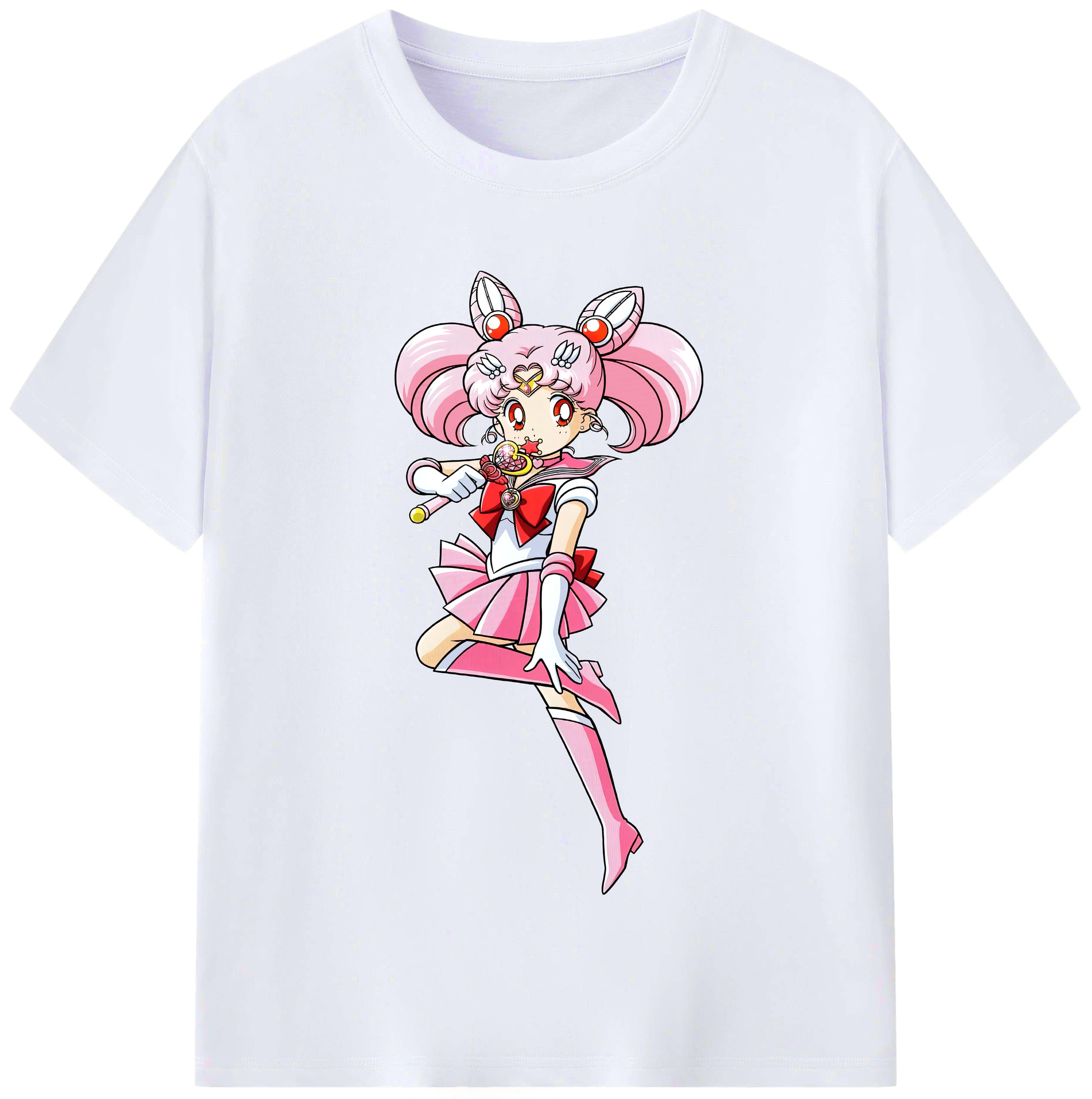 （画像用） 美少女戦士セーラームーン ちびうさ Sailor Moon Chibiusa Tsukino Usagi Small Lady Serenity レディースカジュアルプリントTシャツ（綿100％）