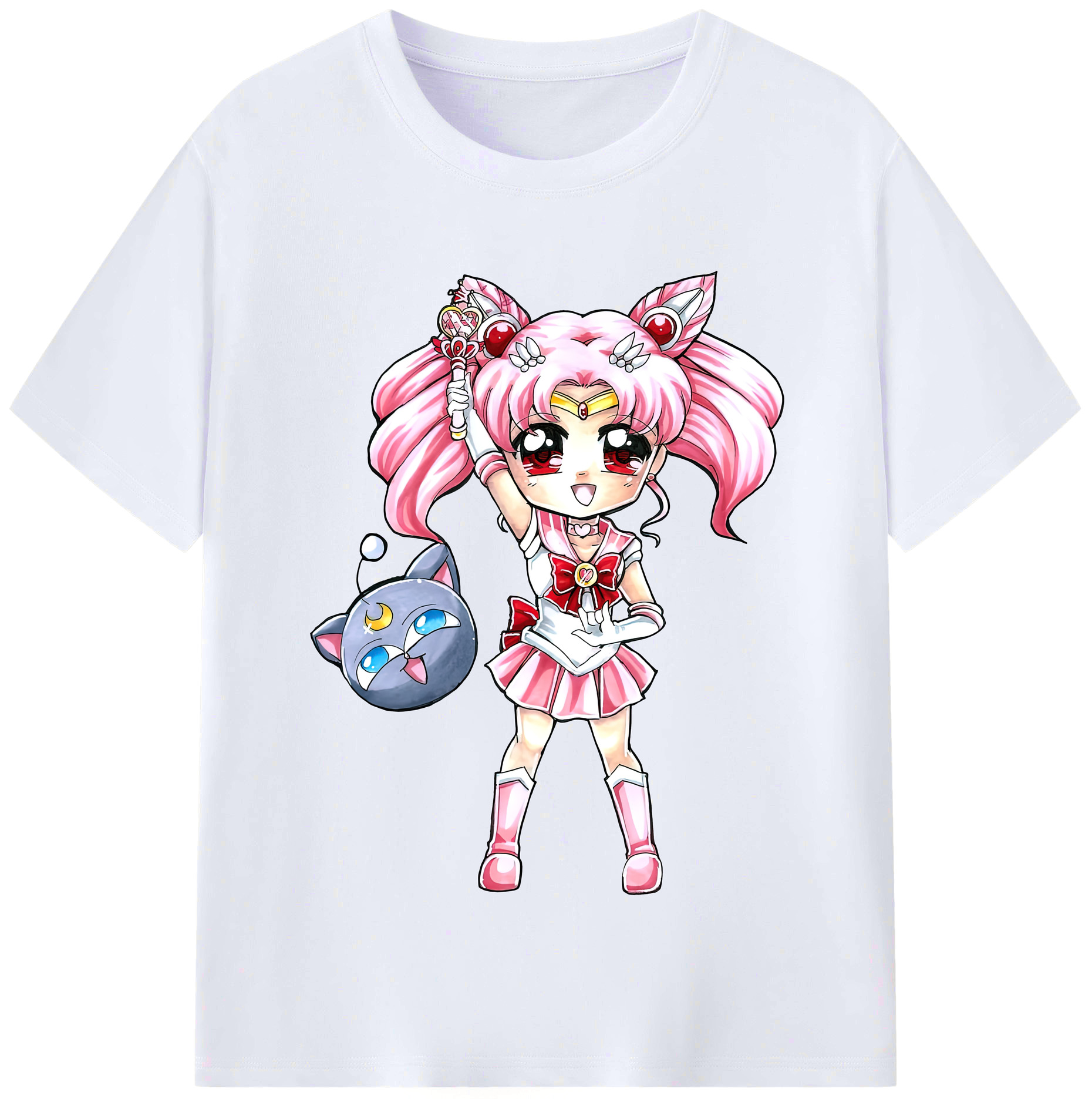 （画像用） 美少女戦士セーラームーン ちびうさ Sailor Moon Chibiusa Tsukino Usagi Small Lady Serenity レディースカジュアルプリントTシャツ（綿100％）