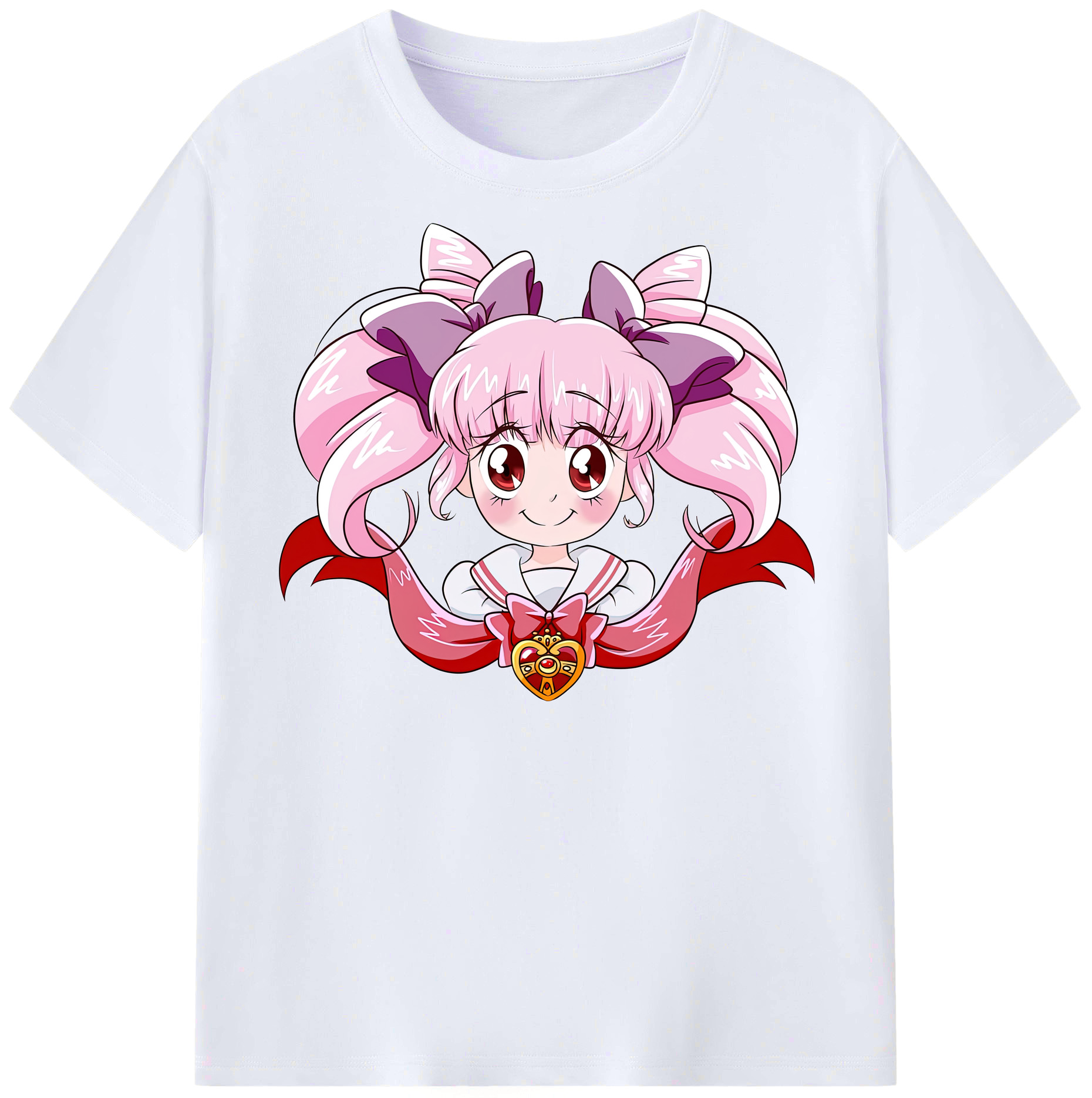 （画像用） 美少女戦士セーラームーン ちびうさ Sailor Moon Chibiusa Tsukino Usagi Small Lady Serenity レディースカジュアルプリントTシャツ（綿100％）