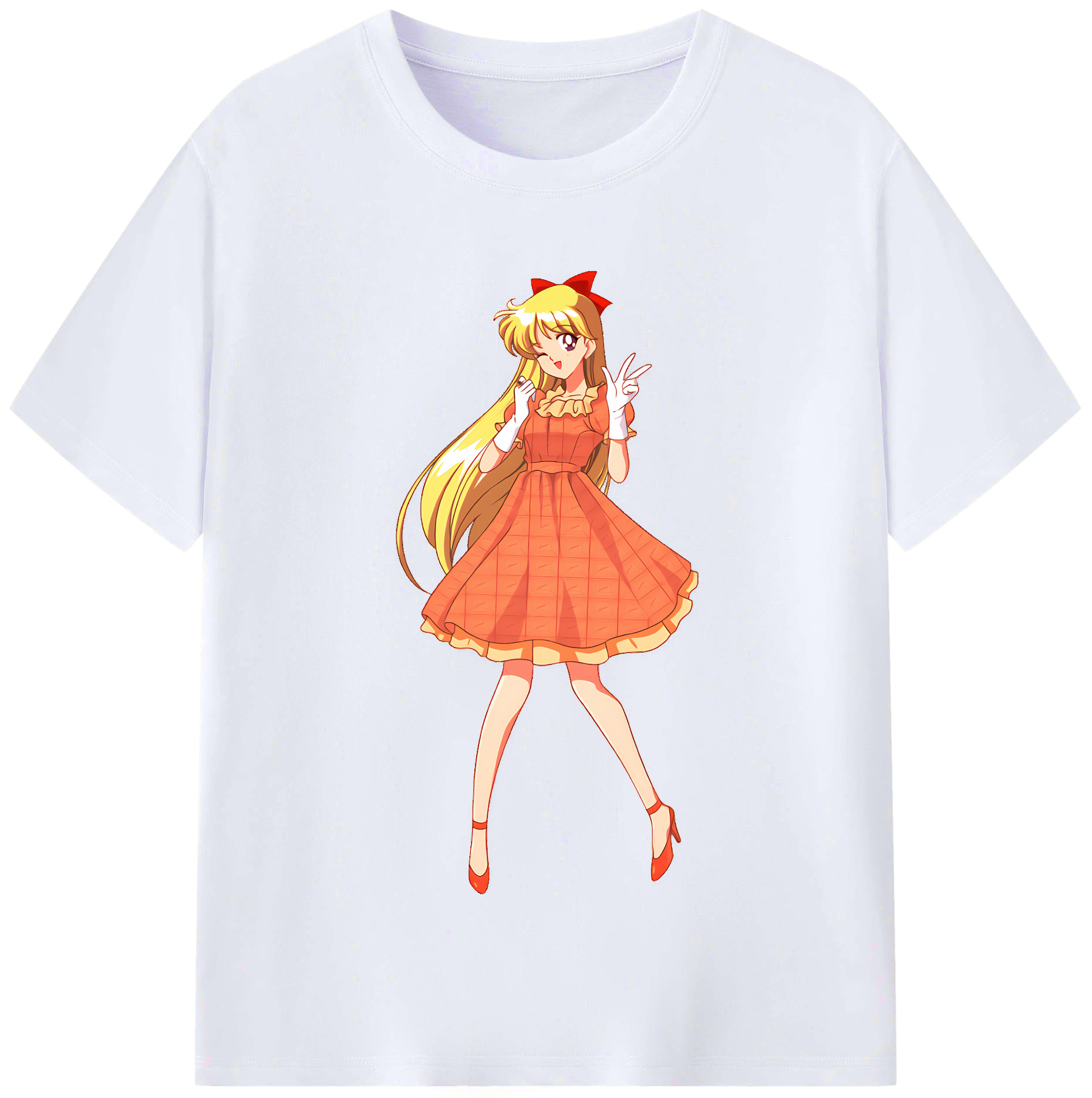 （画像用） 美少女戦士セーラームーン 愛野 美奈子 あいの みなこ Sailor Moon Aino Minako レディースカジュアルプリントTシャツ（綿100％）