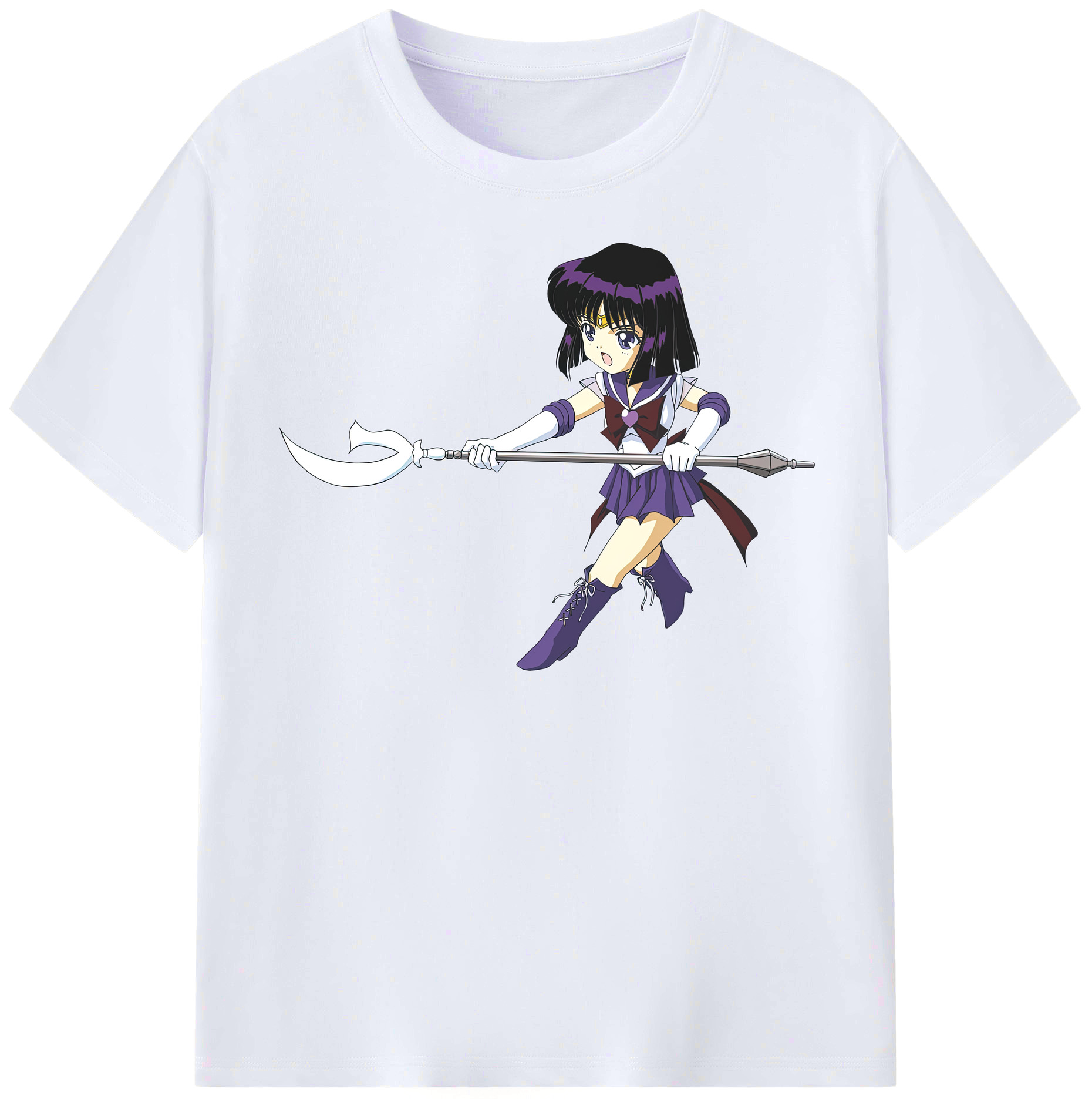 （画像用） 美少女戦士セーラームーン 土萠ほたる Sailor Moon Tomoe Hotaru （セーラーサターン；Sailor Saturn） レディースカジュアルプリントTシャツ（綿100％）