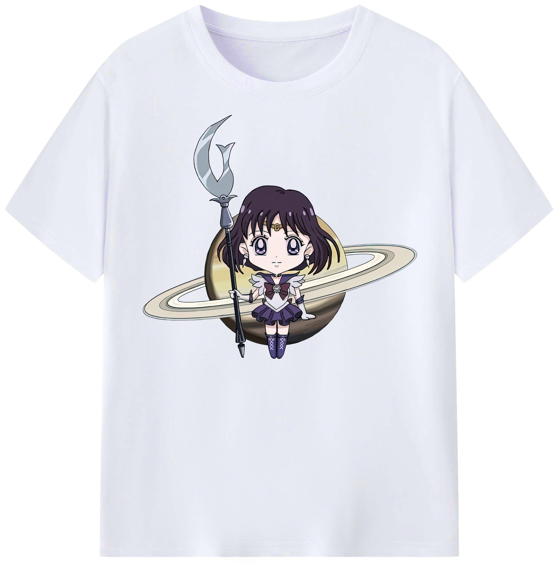 （画像用） 美少女戦士セーラームーン 土萠ほたる Sailor Moon Tomoe Hotaru （セーラーサターン；Sailor Saturn） レディースカジュアルプリントTシャツ（綿100％）