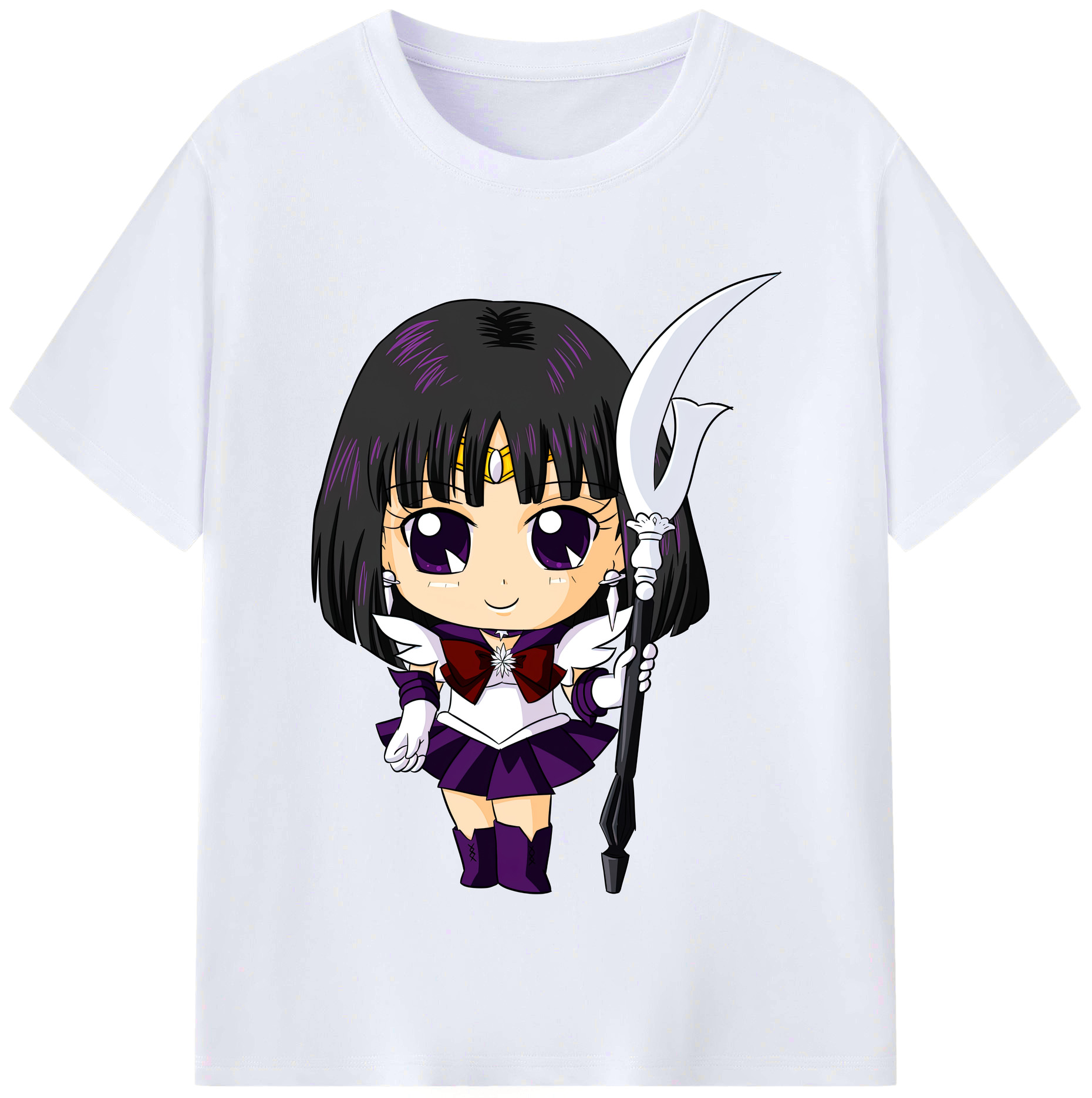 （画像用） 美少女戦士セーラームーン 土萠ほたる Sailor Moon Tomoe Hotaru （セーラーサターン；Sailor Saturn） レディースカジュアルプリントTシャツ（綿100％）
