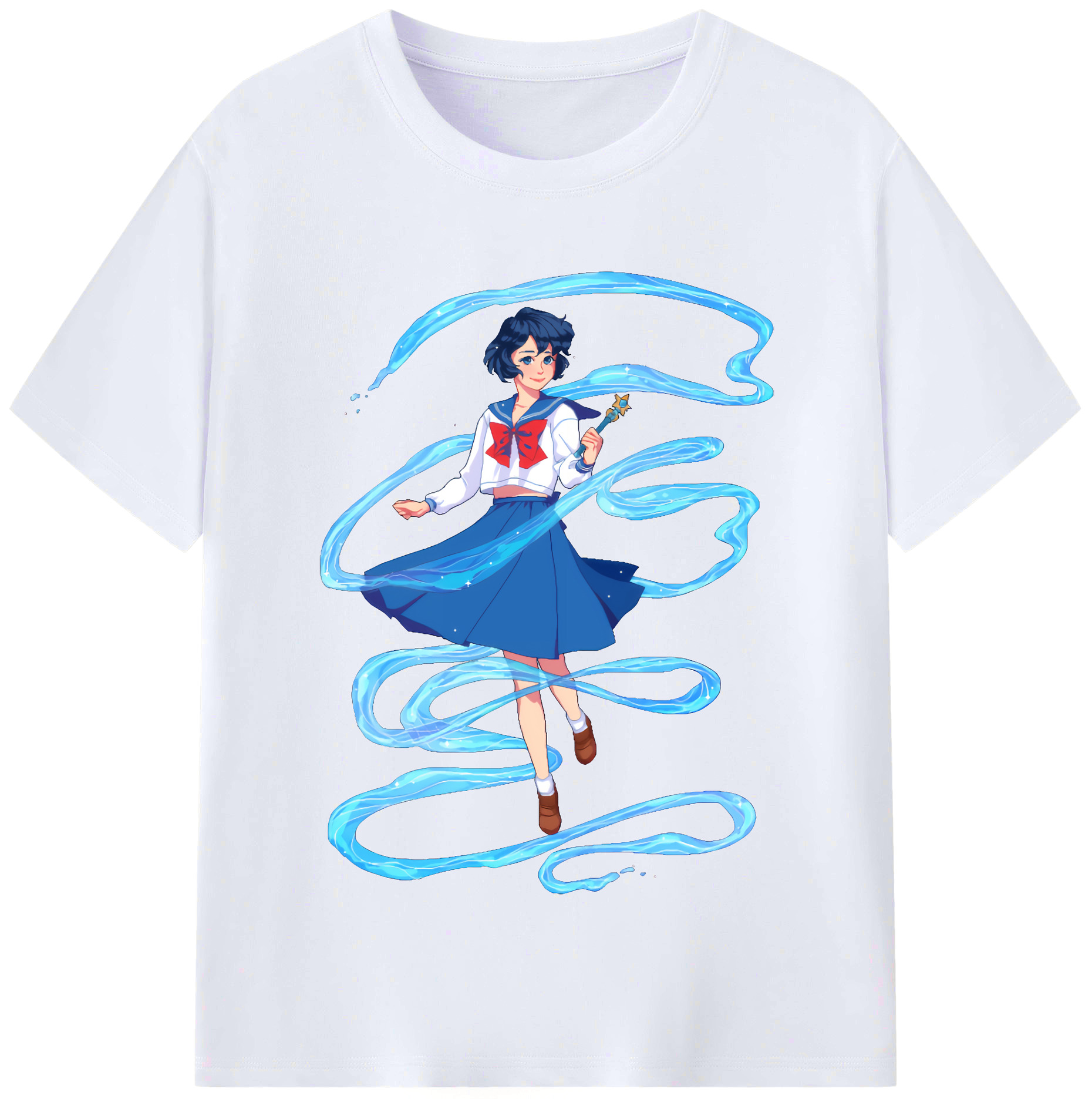 （画像用） 美少女戦士セーラームーン 水野 亜美 みずの あみ Sailor Moon Mizuno Ami レディースカジュアルプリントTシャツ（綿100％）