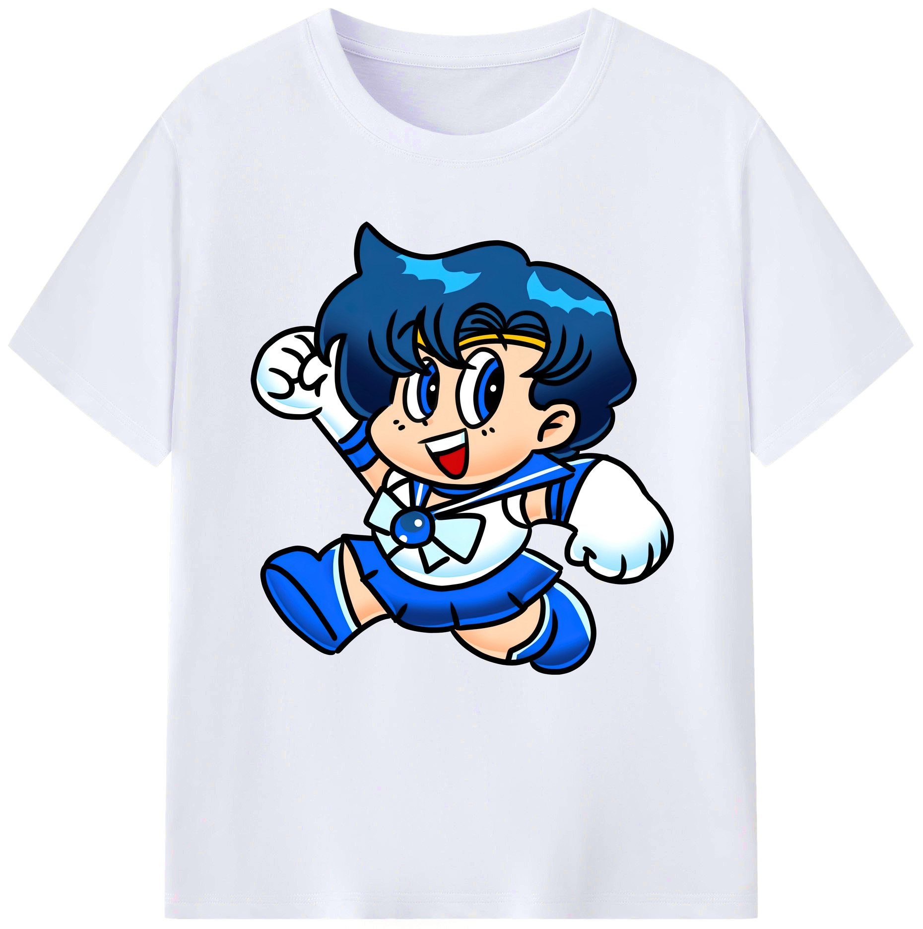 （画像用） 美少女戦士セーラームーン 水野 亜美 みずの あみ Sailor Moon Mizuno Ami レディースカジュアルプリントTシャツ（綿100％）