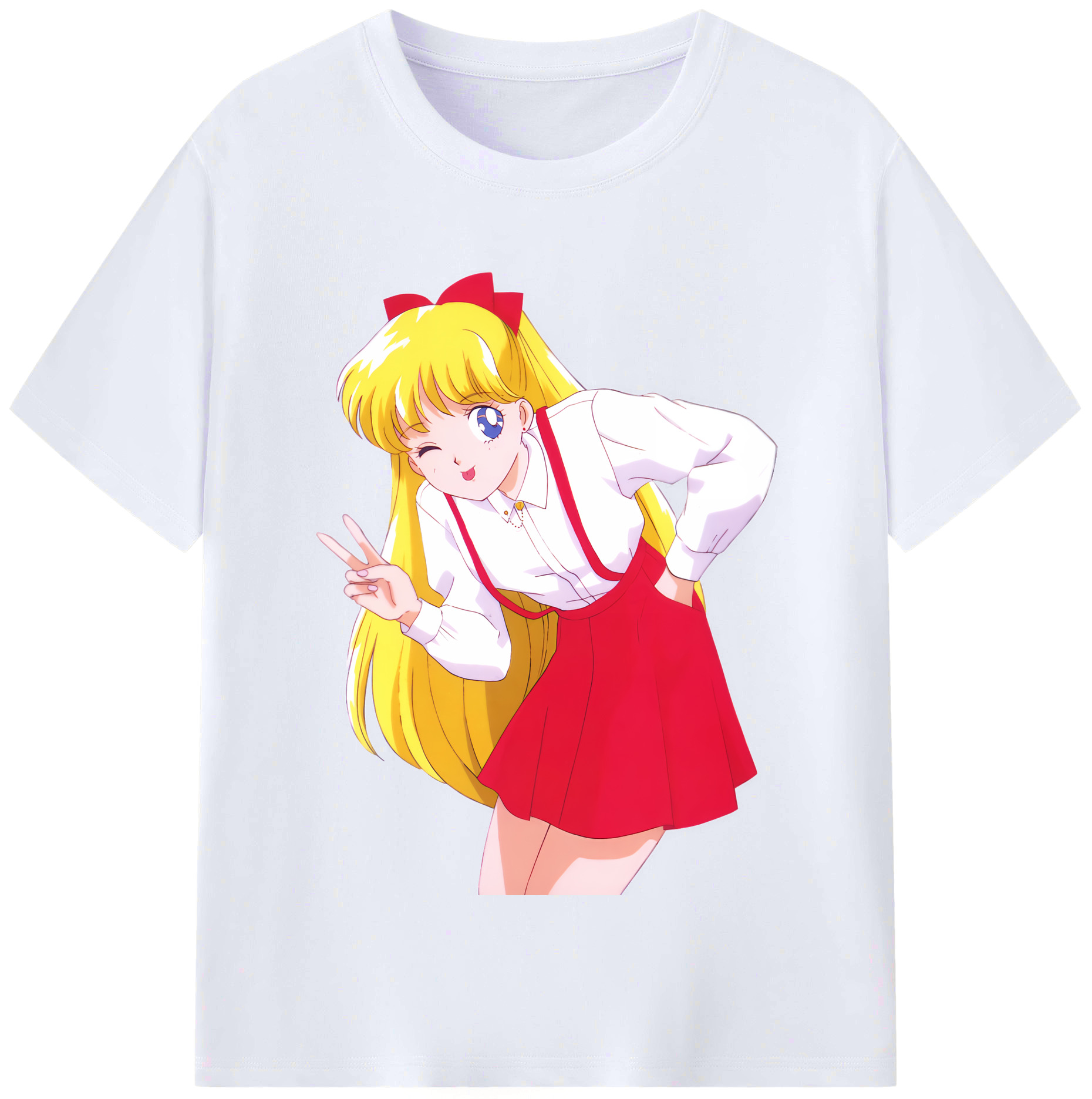 （画像用） 美少女戦士セーラームーン 愛野 美奈子 あいの みなこ Sailor Moon Aino Minako レディースカジュアルプリントTシャツ（綿100％）