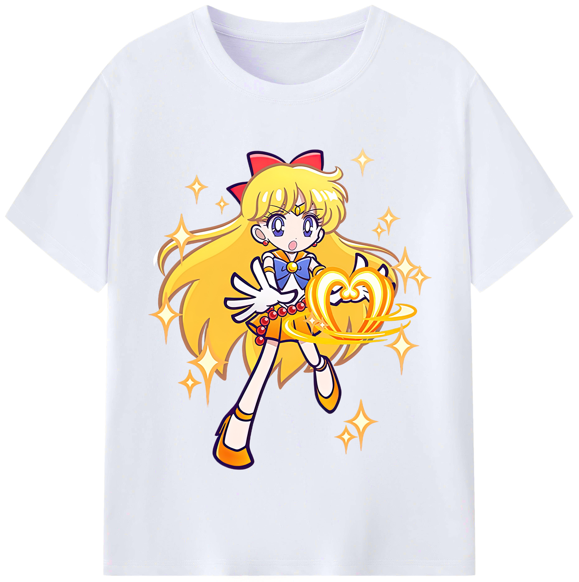 （画像用） 美少女戦士セーラームーン 愛野 美奈子 あいの みなこ Sailor Moon Aino Minako レディースカジュアルプリントTシャツ（綿100％）