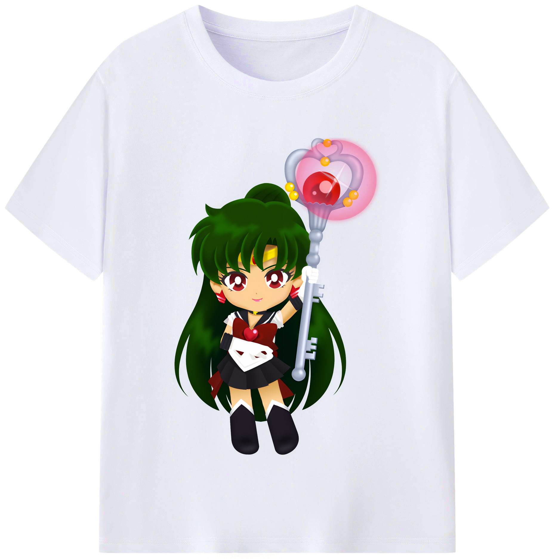 （画像用） 美少女戦士セーラームーン 冥王せつな Sailor Moon Meiou Setsuna レディースカジュアルプリントTシャツ（綿100％）
