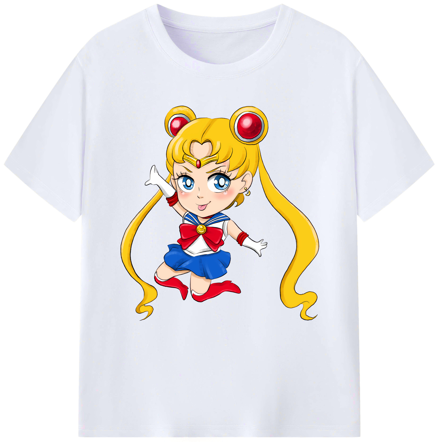 （画像用） 美少女戦士セーラームーン 月野 うさぎ つきの うさぎ Sailor Moon Tsukino Usagi レディースカジュアルプリントTシャツ（綿100％）