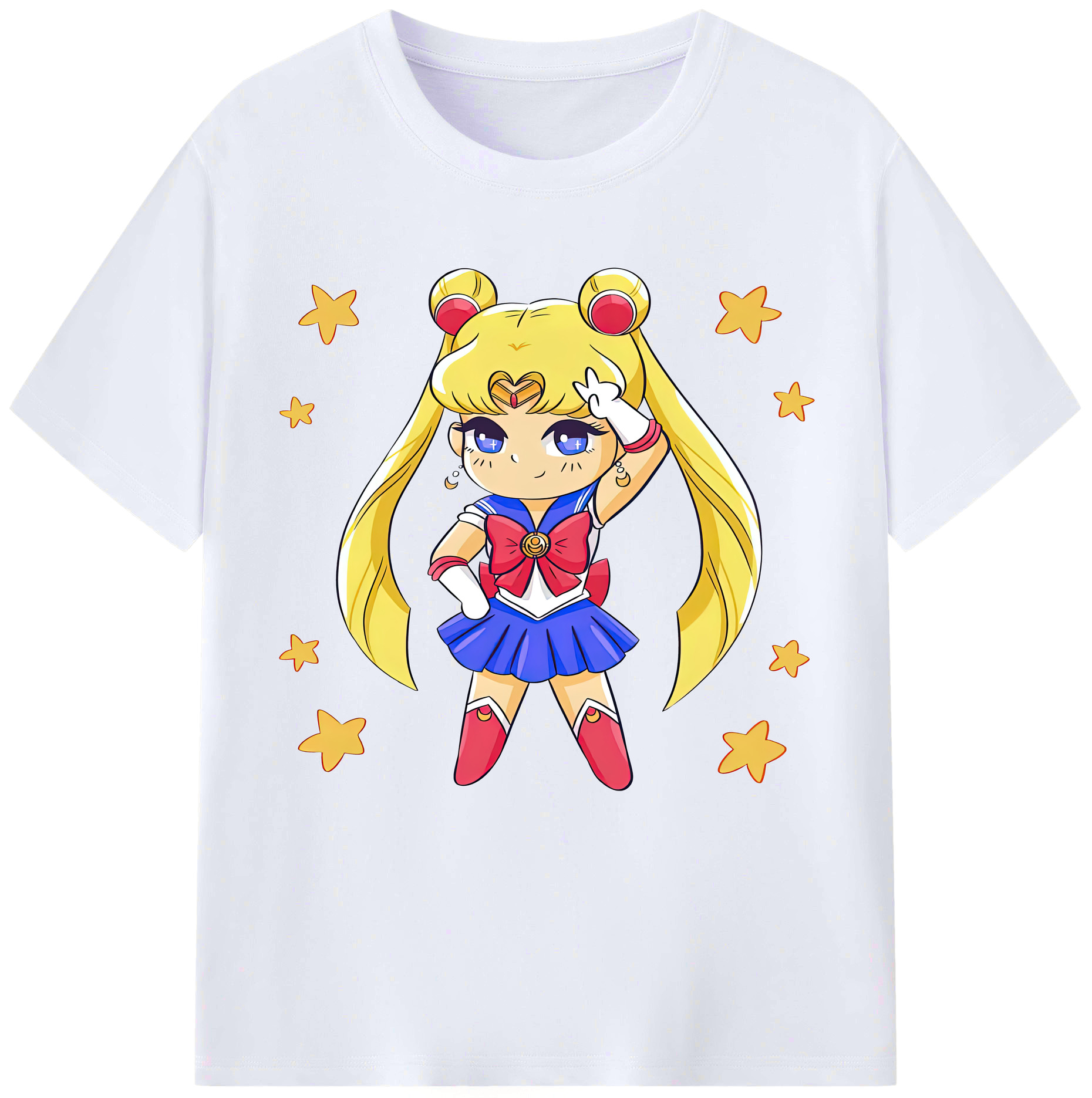 （画像用） 美少女戦士セーラームーン 月野 うさぎ つきの うさぎ Sailor Moon Tsukino Usagi レディースカジュアルプリントTシャツ（綿100％）