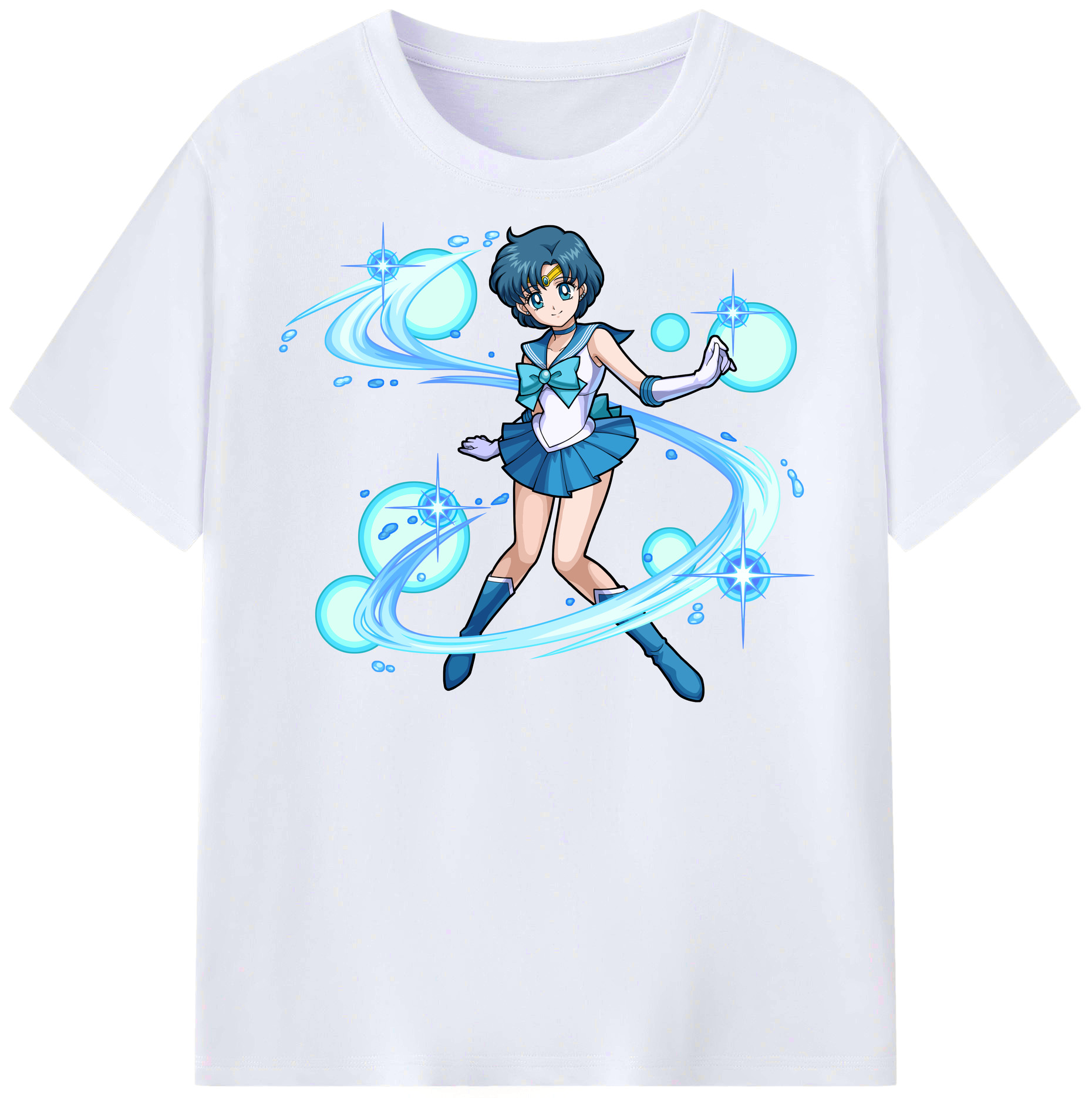 （画像用） 美少女戦士セーラームーン 水野 亜美 みずの あみ Sailor Moon Mizuno Ami レディースカジュアルプリントTシャツ（綿100％）