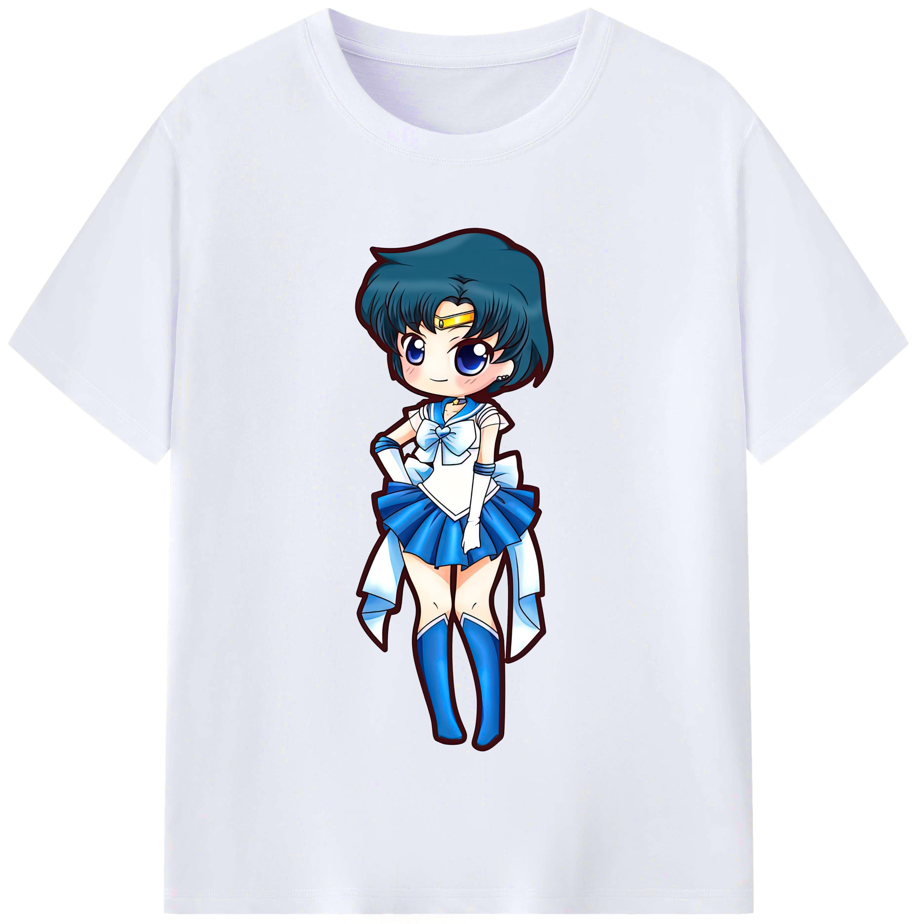 （画像用） 美少女戦士セーラームーン 水野 亜美 みずの あみ Sailor Moon Mizuno Ami レディースカジュアルプリントTシャツ（綿100％）