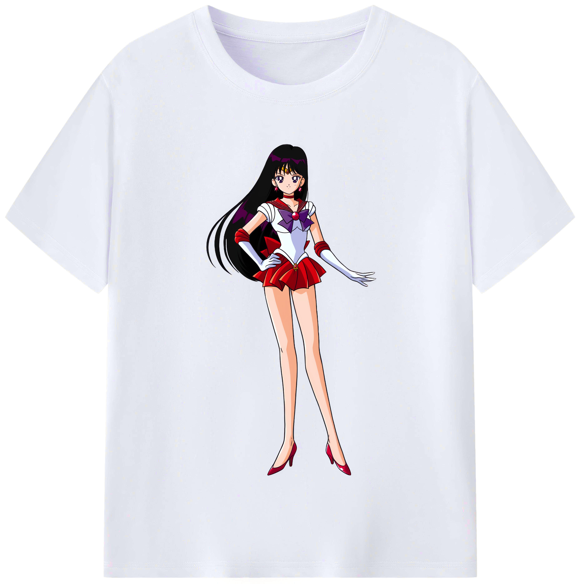（画像用） 美少女戦士セーラームーン 火野レイ ひの レイ Sailor Moon Hino Rei （セーラーマーズ,Sailor Mars） レディースカジュアルプリントTシャツ（綿100％）