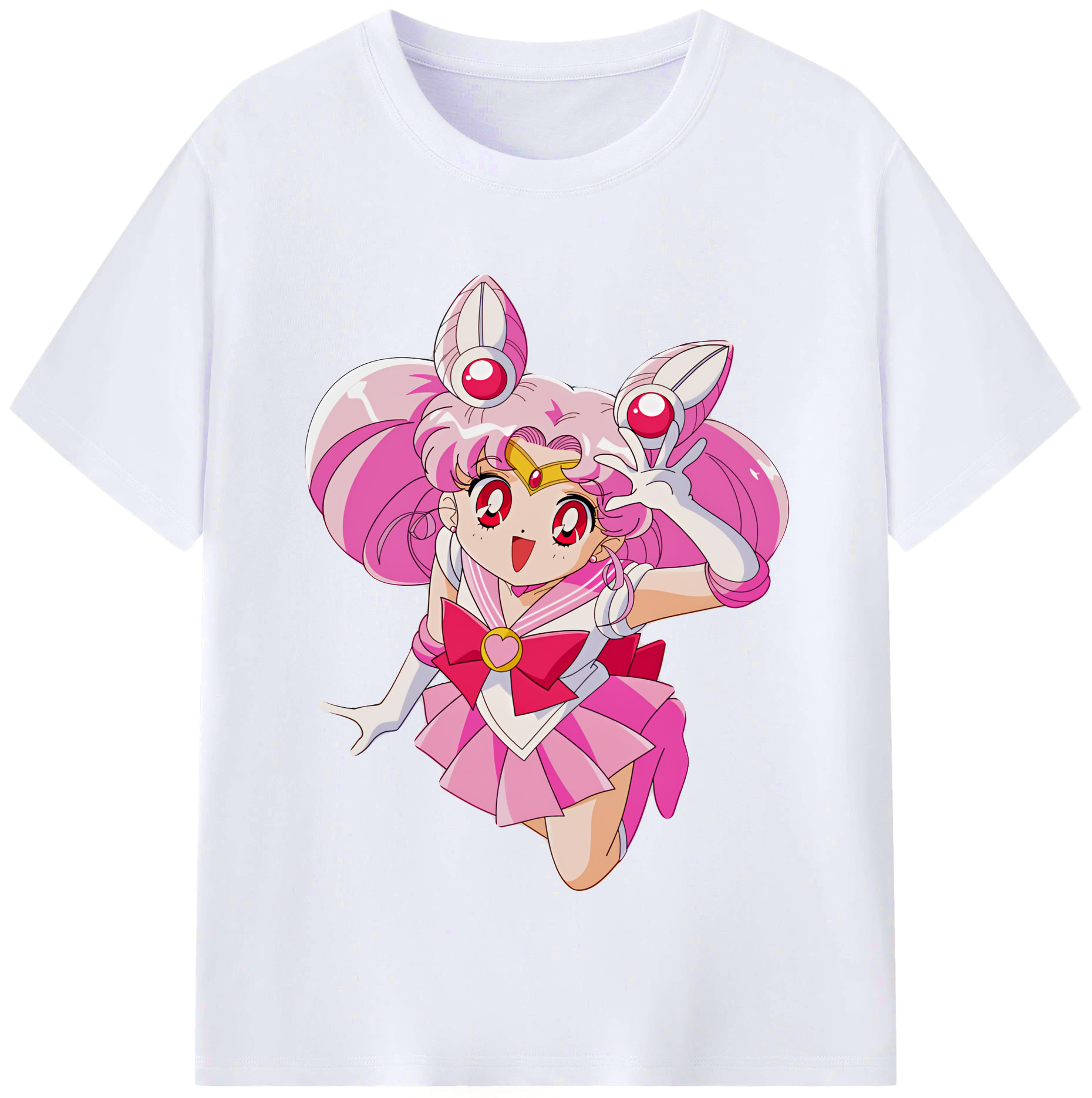 （画像用） 美少女戦士セーラームーン ちびうさ Sailor Moon Chibiusa Tsukino Usagi Small Lady Serenity レディースカジュアルプリントTシャツ（綿100％）
