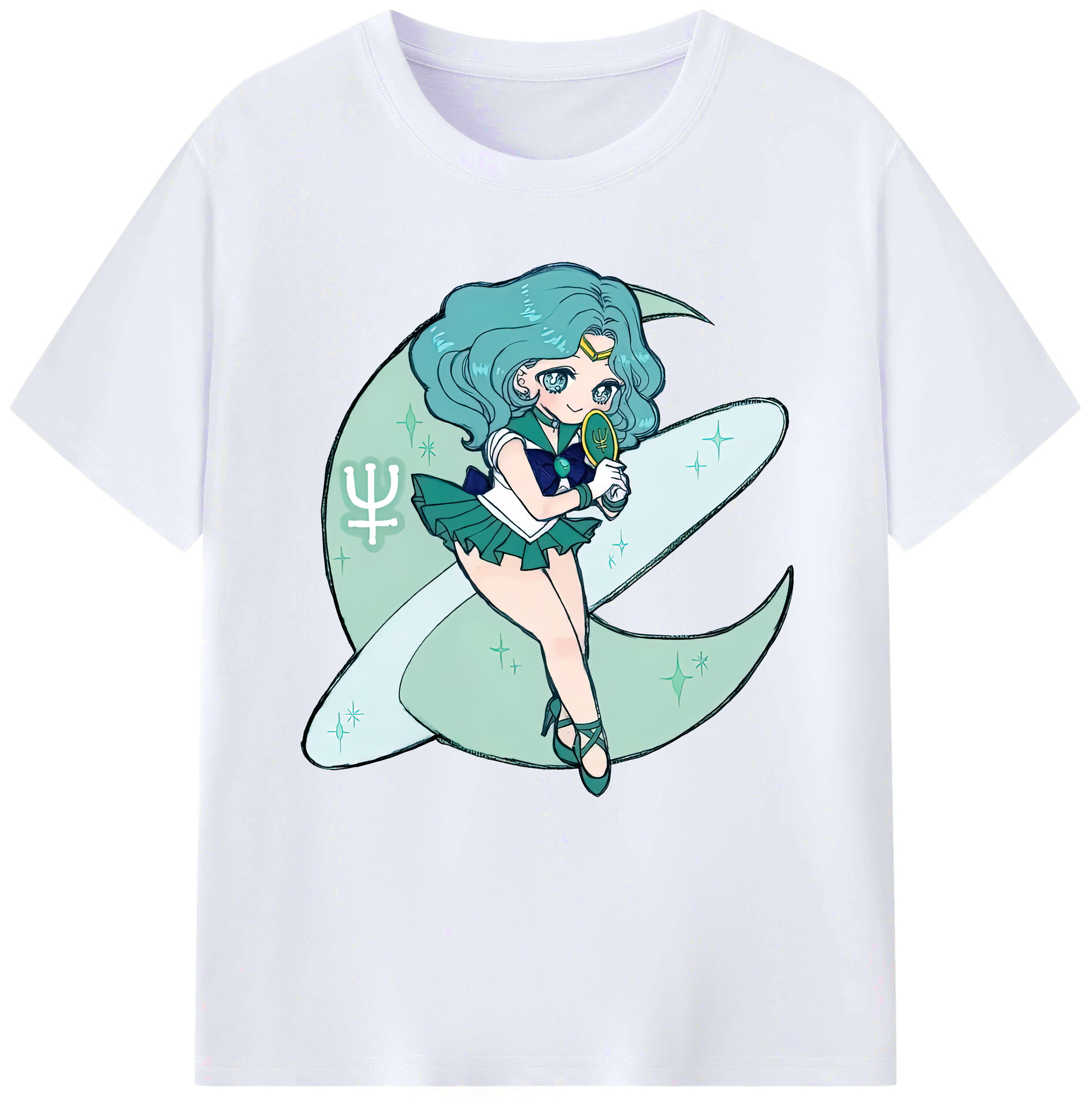 （画像用） 美少女戦士セーラームーン 海王 みちる（かいおう みちる） Sailor Moon Kaiou Michiru レディースカジュアルプリントTシャツ（綿100％）