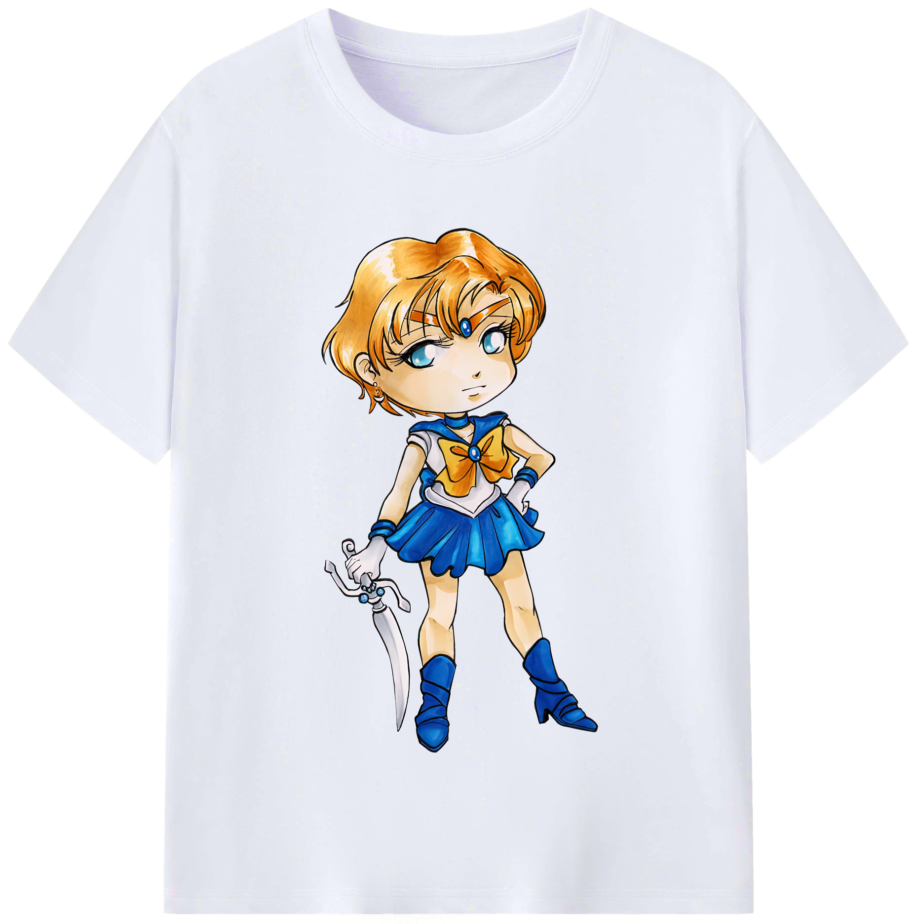 （画像用） 美少女戦士セーラームーン 天王はるか Sailor Moon Tenoh Haruka レディースカジュアルプリントTシャツ（綿100％）