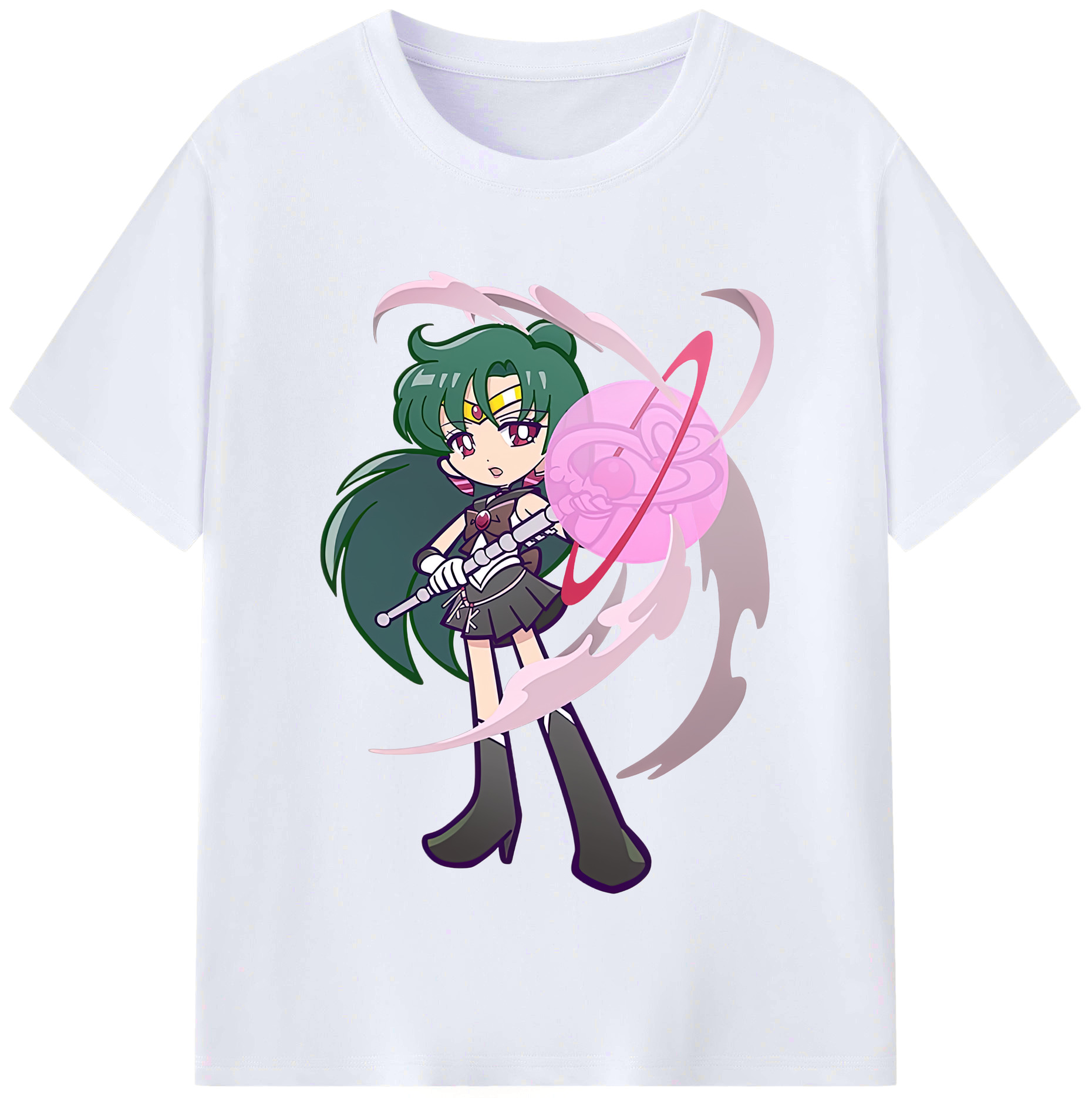 （画像用） 美少女戦士セーラームーン 冥王せつな Sailor Moon Meiou Setsuna レディースカジュアルプリントTシャツ（綿100％）