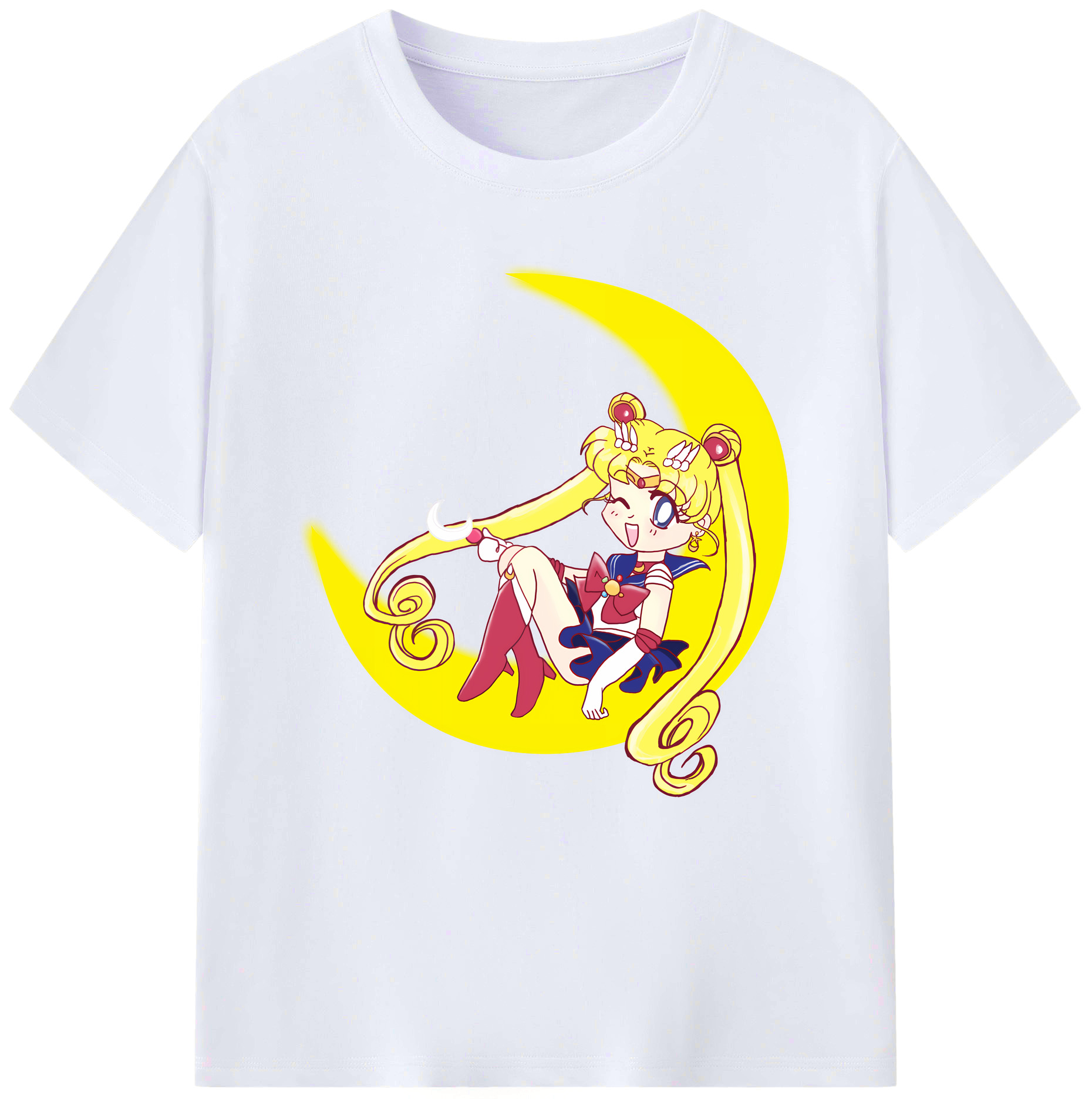 （画像用） 美少女戦士セーラームーン 月野 うさぎ つきの うさぎ Sailor Moon Tsukino Usagi レディースカジュアルプリントTシャツ（綿100％）
