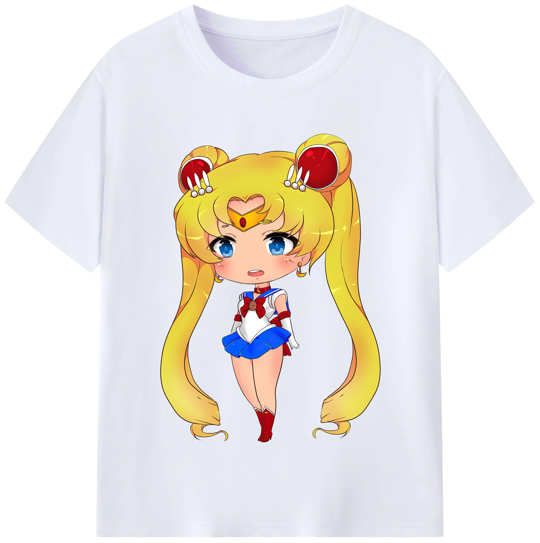 （画像用） 美少女戦士セーラームーン 月野 うさぎ つきの うさぎ Sailor Moon Tsukino Usagi レディースカジュアルプリントTシャツ（綿100％）