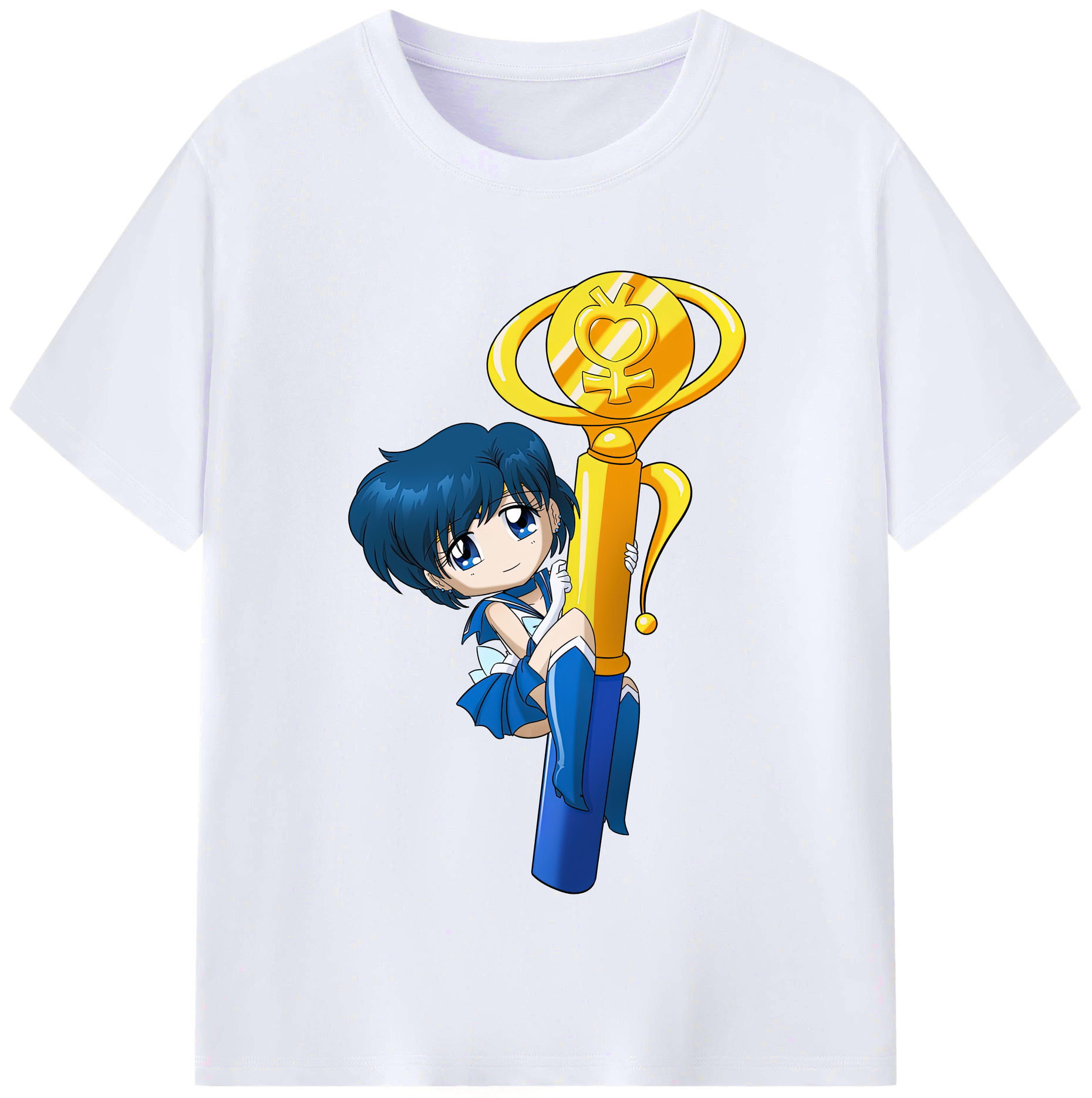 （画像用） 美少女戦士セーラームーン 水野 亜美 みずの あみ Sailor Moon Mizuno Ami レディースカジュアルプリントTシャツ（綿100％）