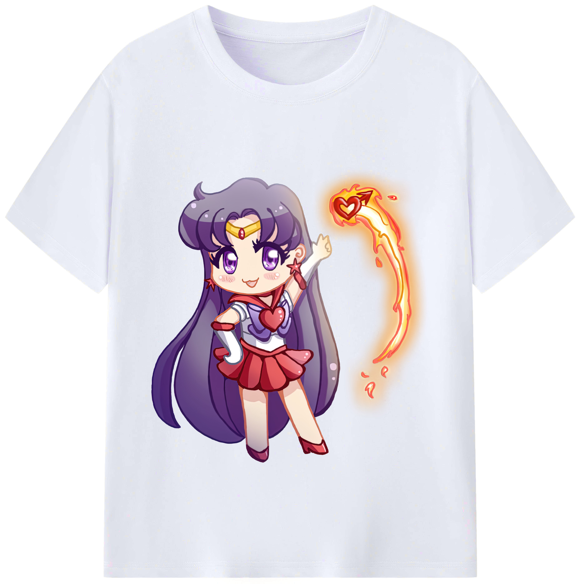 （画像用） 美少女戦士セーラームーン 火野レイ ひの レイ Sailor Moon Hino Rei （セーラーマーズ,Sailor Mars） レディースカジュアルプリントTシャツ（綿100％）