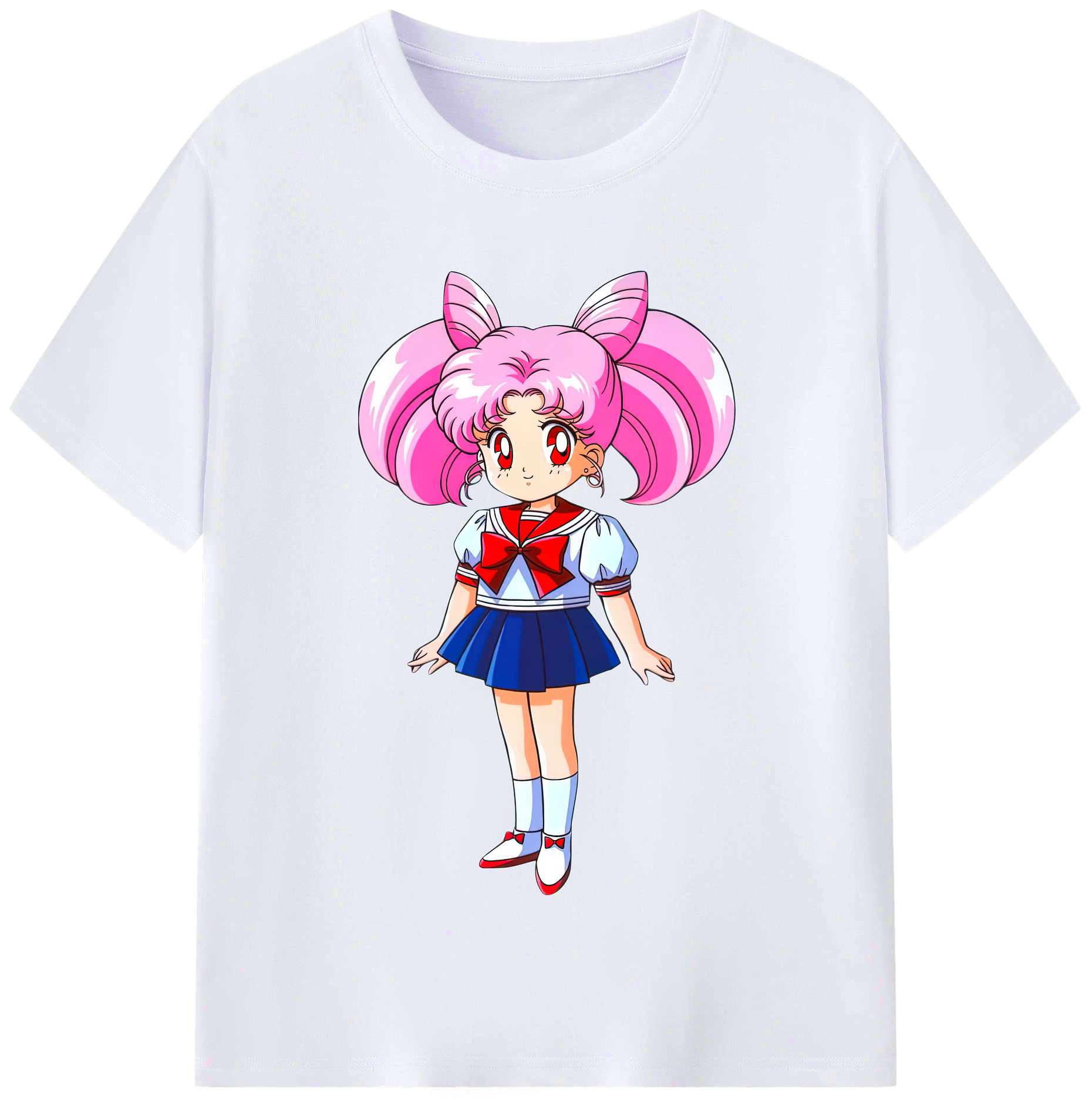 （画像用） 美少女戦士セーラームーン ちびうさ Sailor Moon Chibiusa Tsukino Usagi Small Lady Serenity レディースカジュアルプリントTシャツ（綿100％）