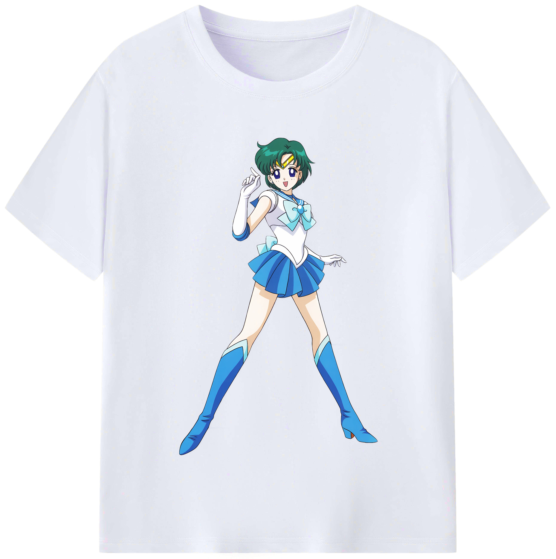 （画像用） 美少女戦士セーラームーン 海王 みちる（かいおう みちる） Sailor Moon Kaiou Michiru レディースカジュアルプリントTシャツ（綿100％）