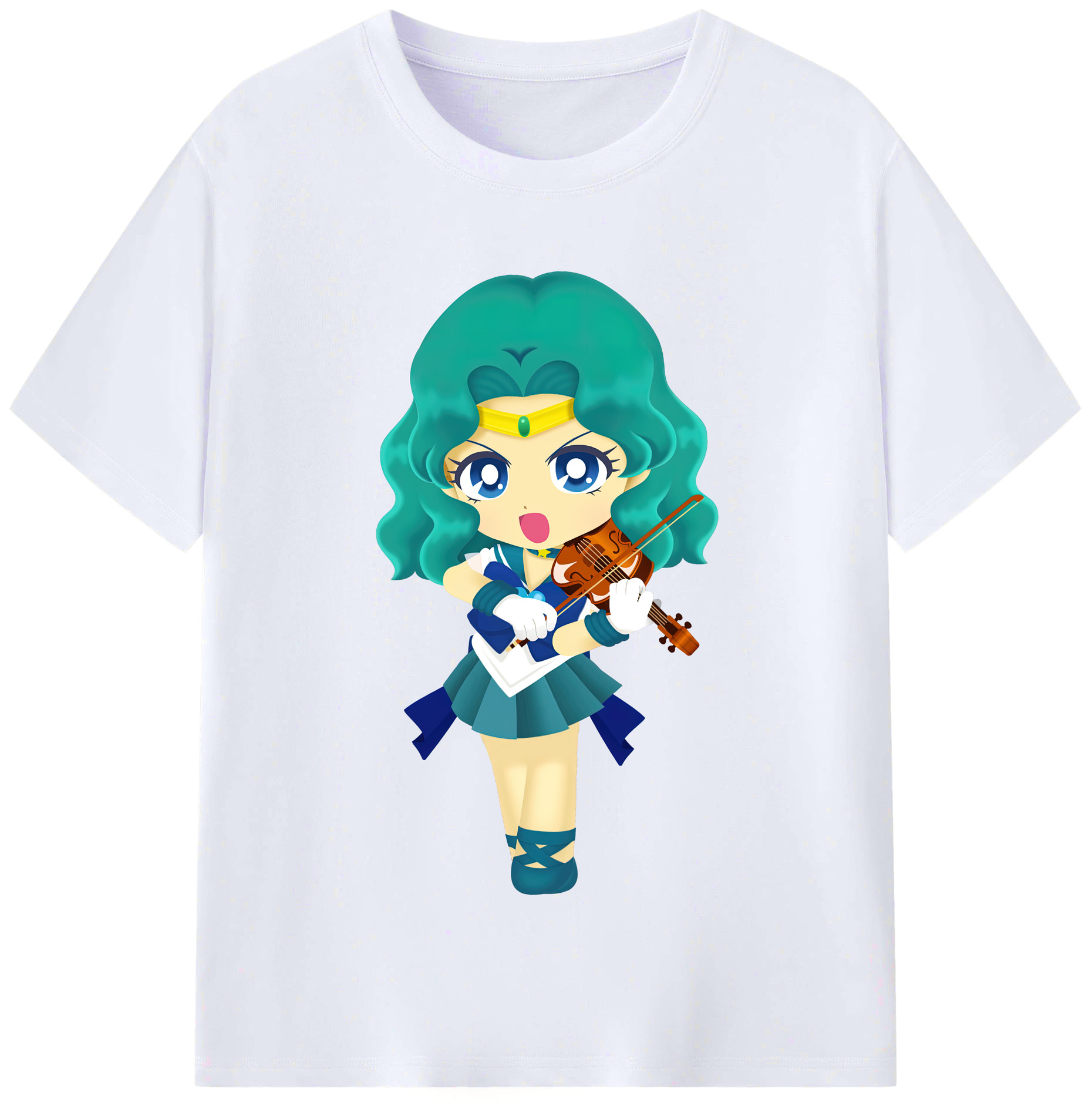 （画像用） 美少女戦士セーラームーン 海王 みちる（かいおう みちる） Sailor Moon Kaiou Michiru レディースカジュアルプリントTシャツ（綿100％）
