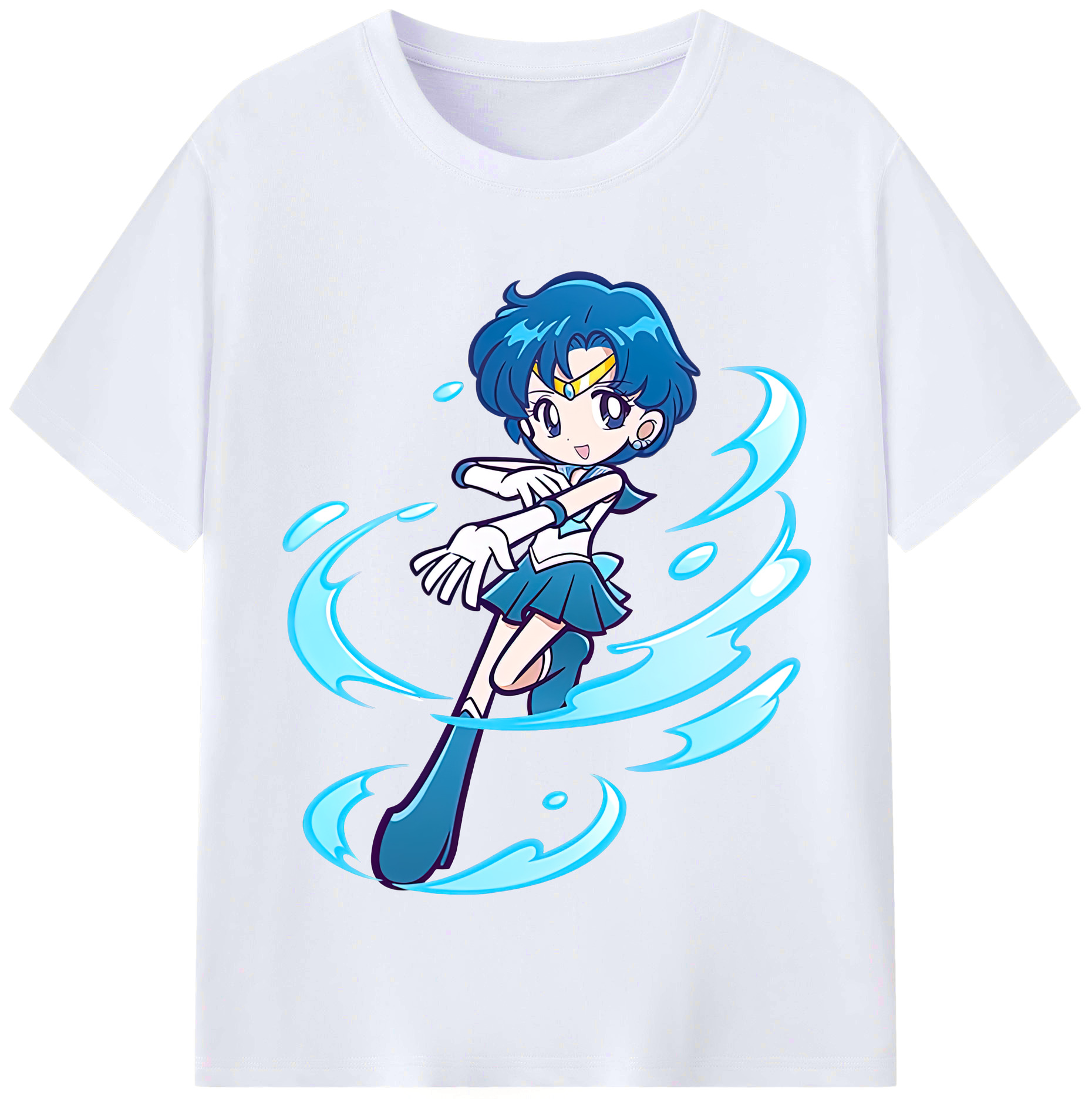 （画像用） 美少女戦士セーラームーン 水野 亜美 みずの あみ Sailor Moon Mizuno Ami レディースカジュアルプリントTシャツ（綿100％）