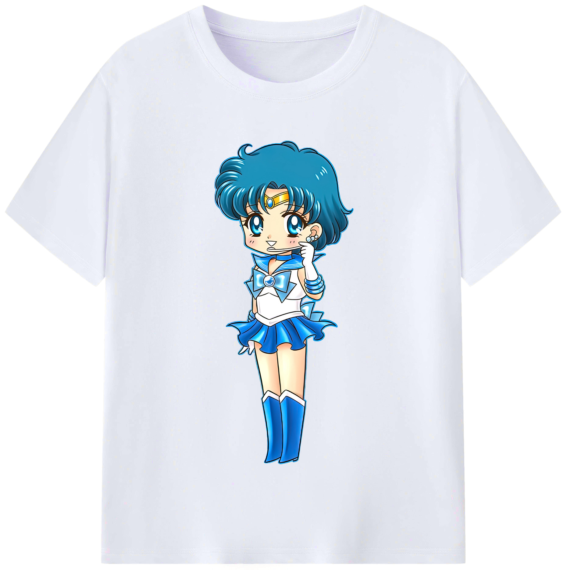 （画像用） 美少女戦士セーラームーン 水野 亜美 みずの あみ Sailor Moon Mizuno Ami レディースカジュアルプリントTシャツ（綿100％）