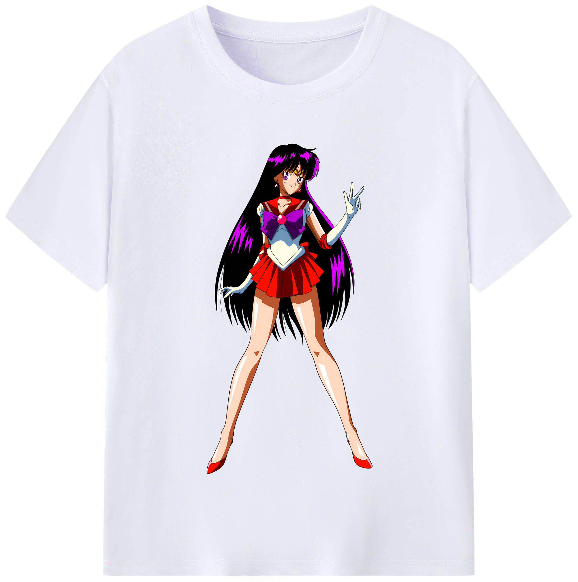 （画像用） 美少女戦士セーラームーン 火野レイ ひの レイ Sailor Moon Hino Rei （セーラーマーズ,Sailor Mars） レディースカジュアルプリントTシャツ（綿100％）