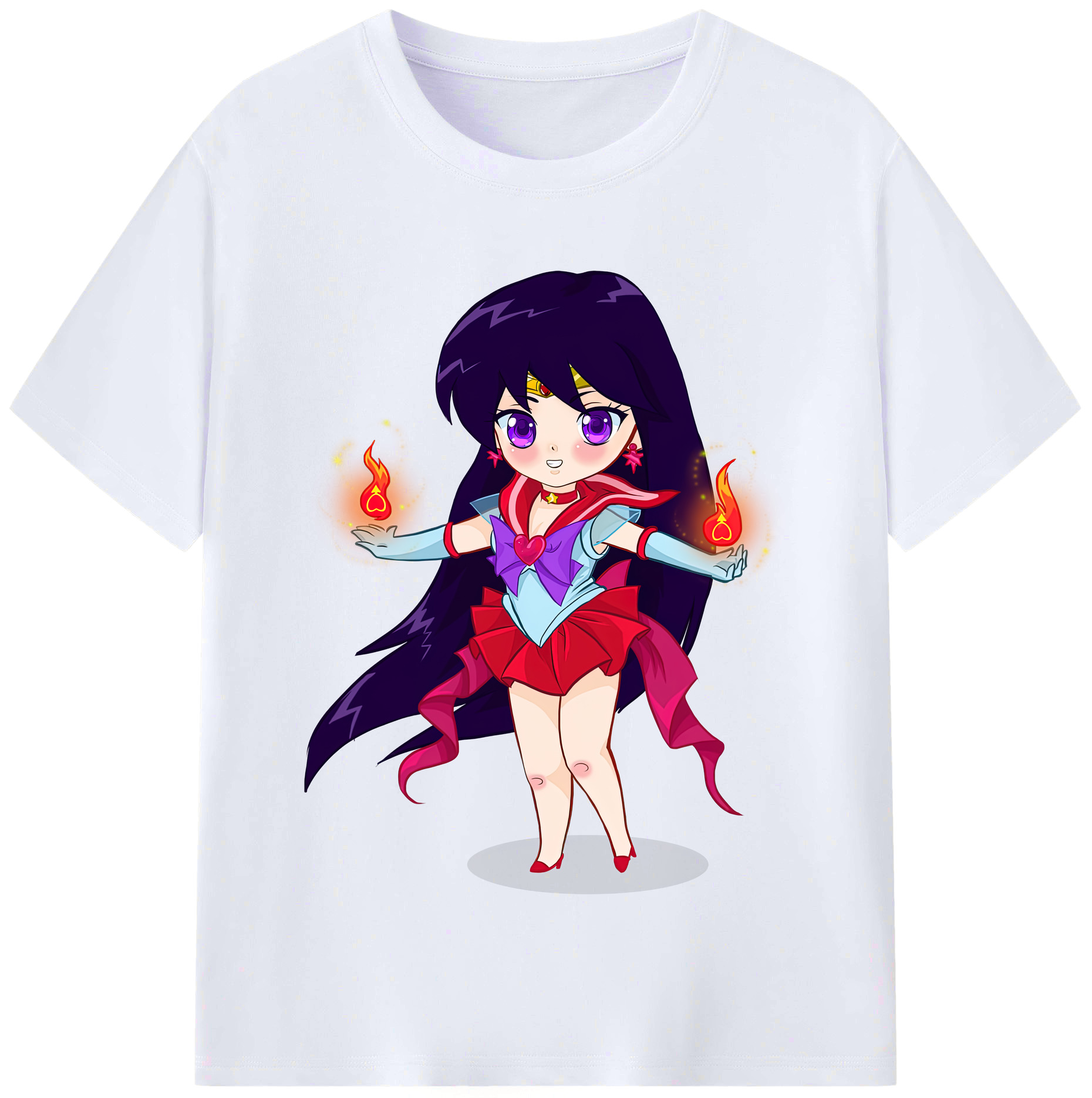 （画像用） 美少女戦士セーラームーン 火野レイ ひの レイ Sailor Moon Hino Rei （セーラーマーズ,Sailor Mars） レディースカジュアルプリントTシャツ（綿100％）