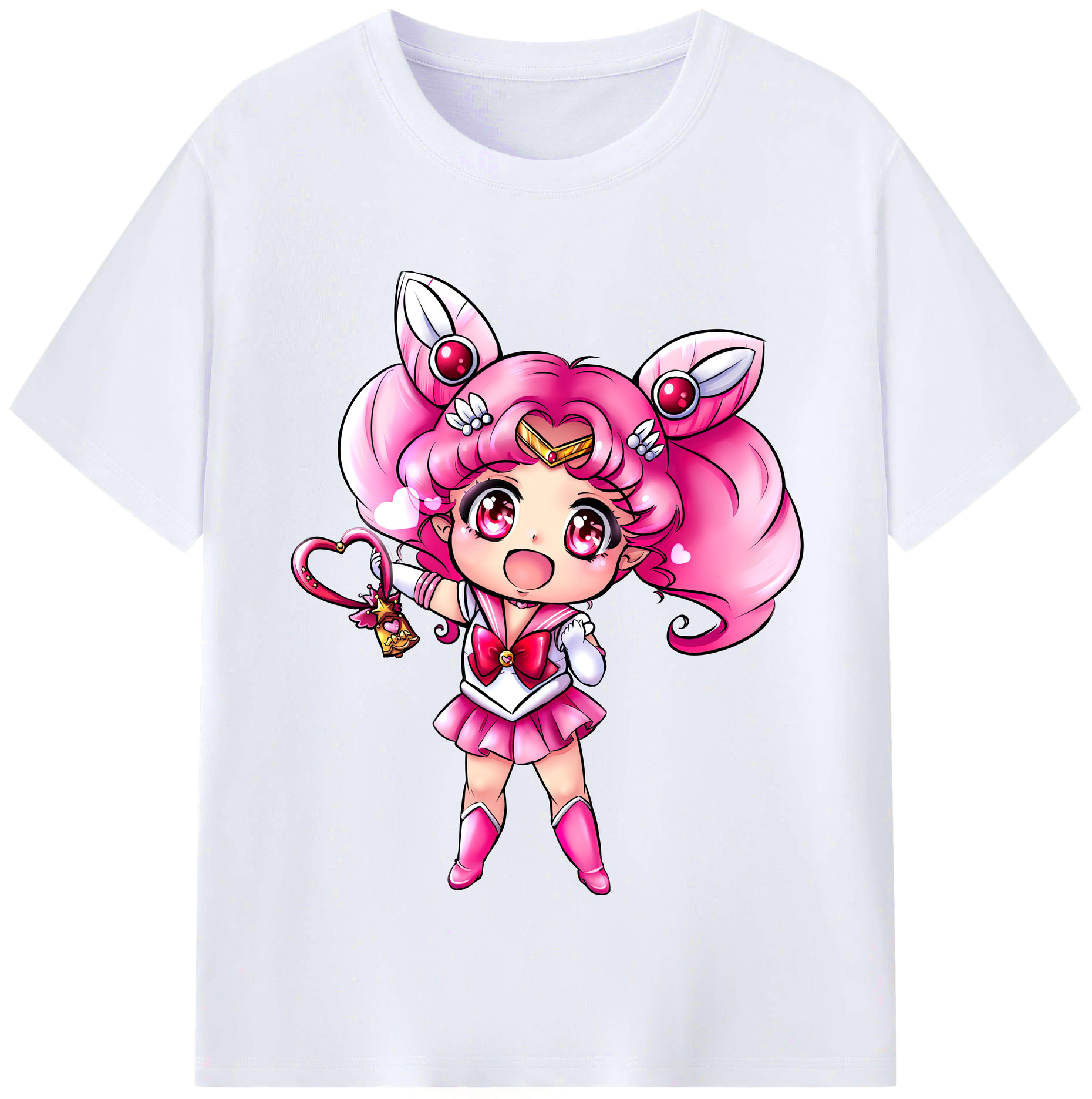 （画像用） 美少女戦士セーラームーン ちびうさ Sailor Moon Chibiusa Tsukino Usagi Small Lady Serenity レディースカジュアルプリントTシャツ（綿100％）